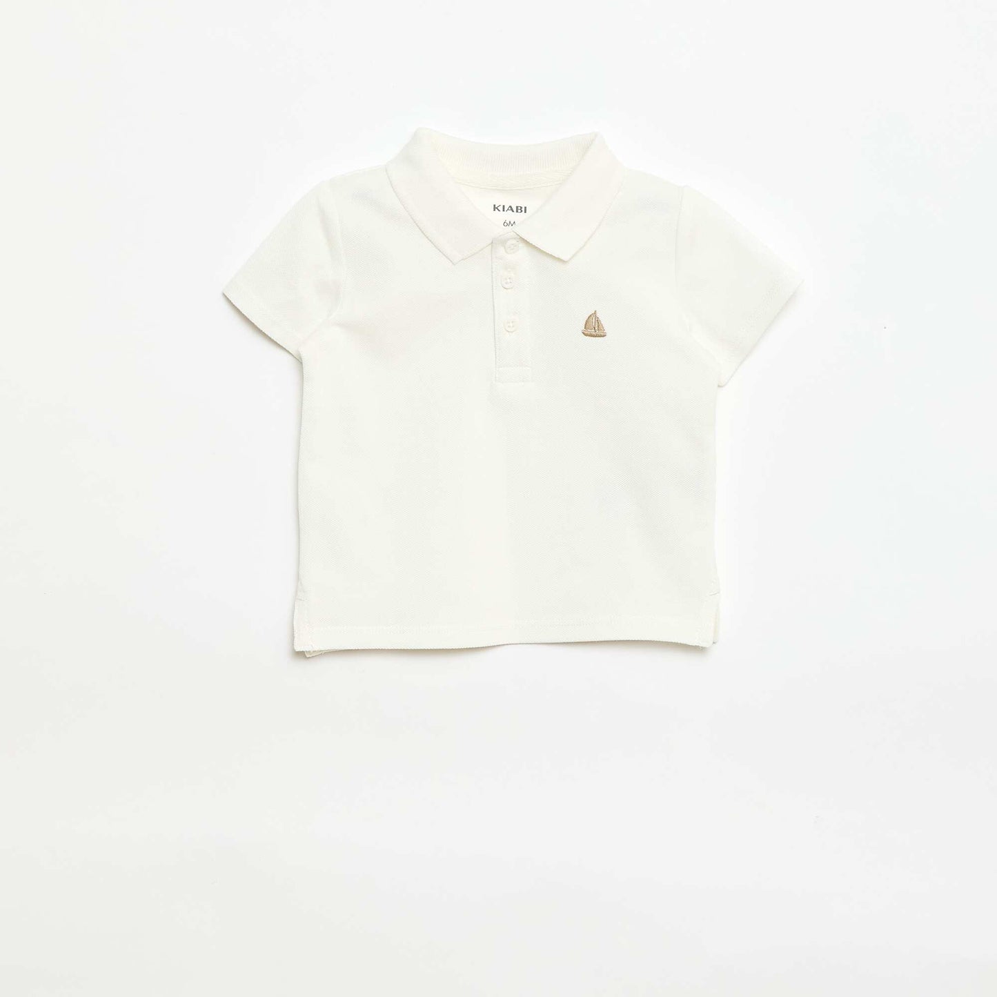 Short-Sleeved Piqué Cotton Polo Shirt WHITE