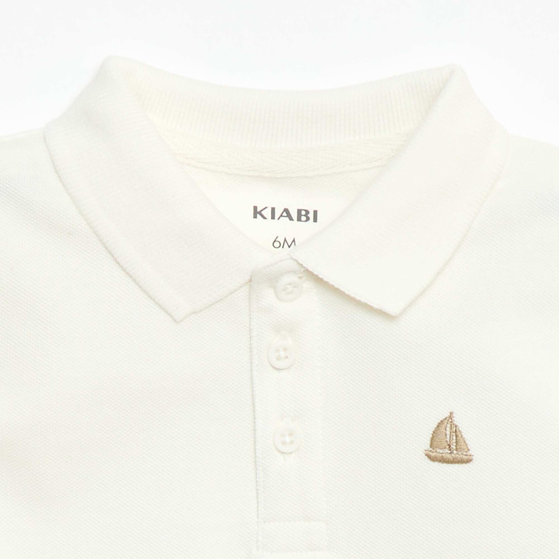 Short-Sleeved Piqué Cotton Polo Shirt WHITE