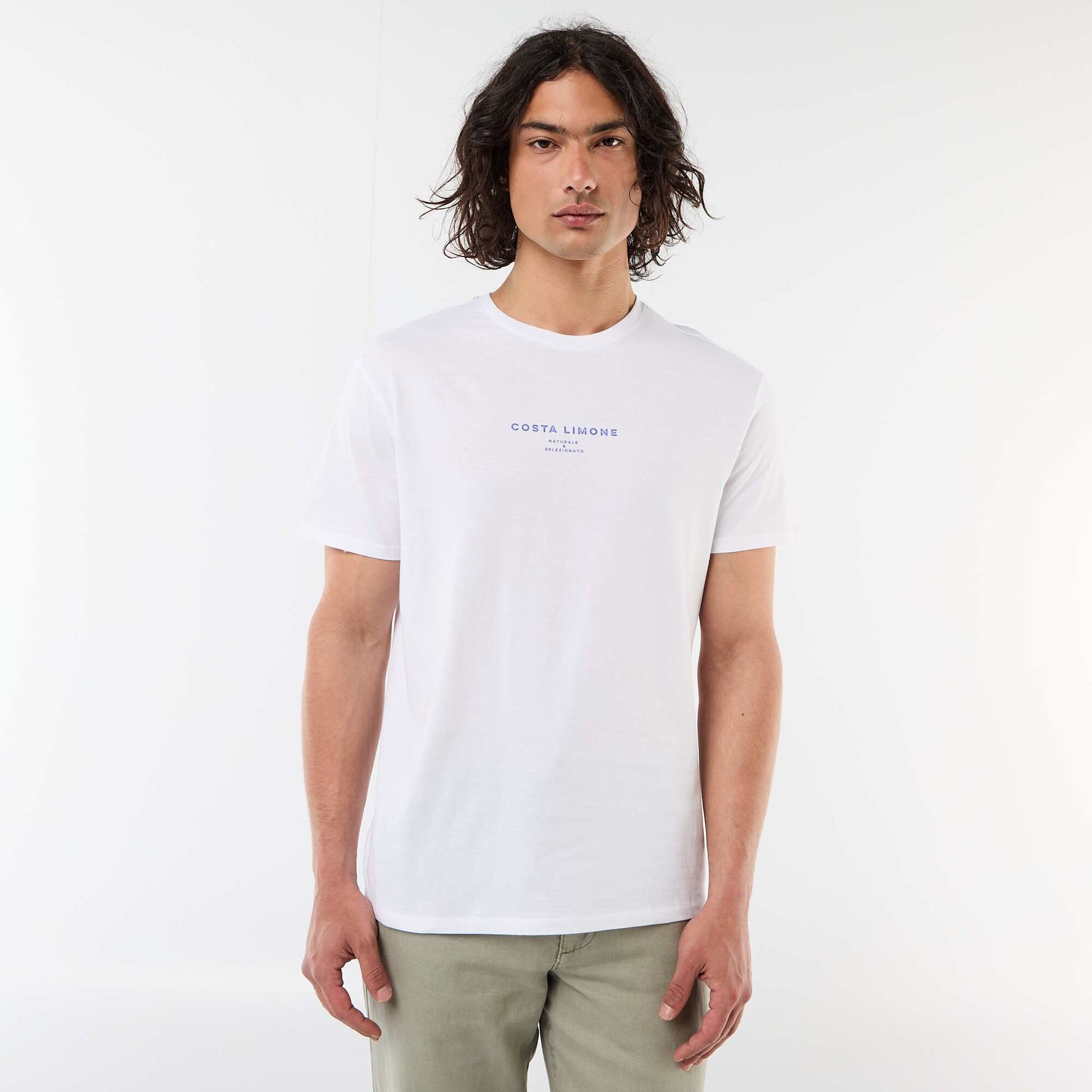 Printed Short-Sleeve T-Shirt with Front and Back Design WHITE