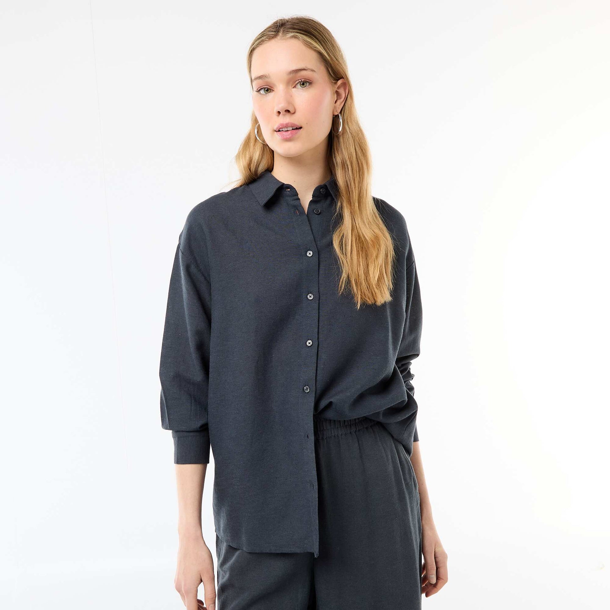 Linen Blend Shirt BLUE