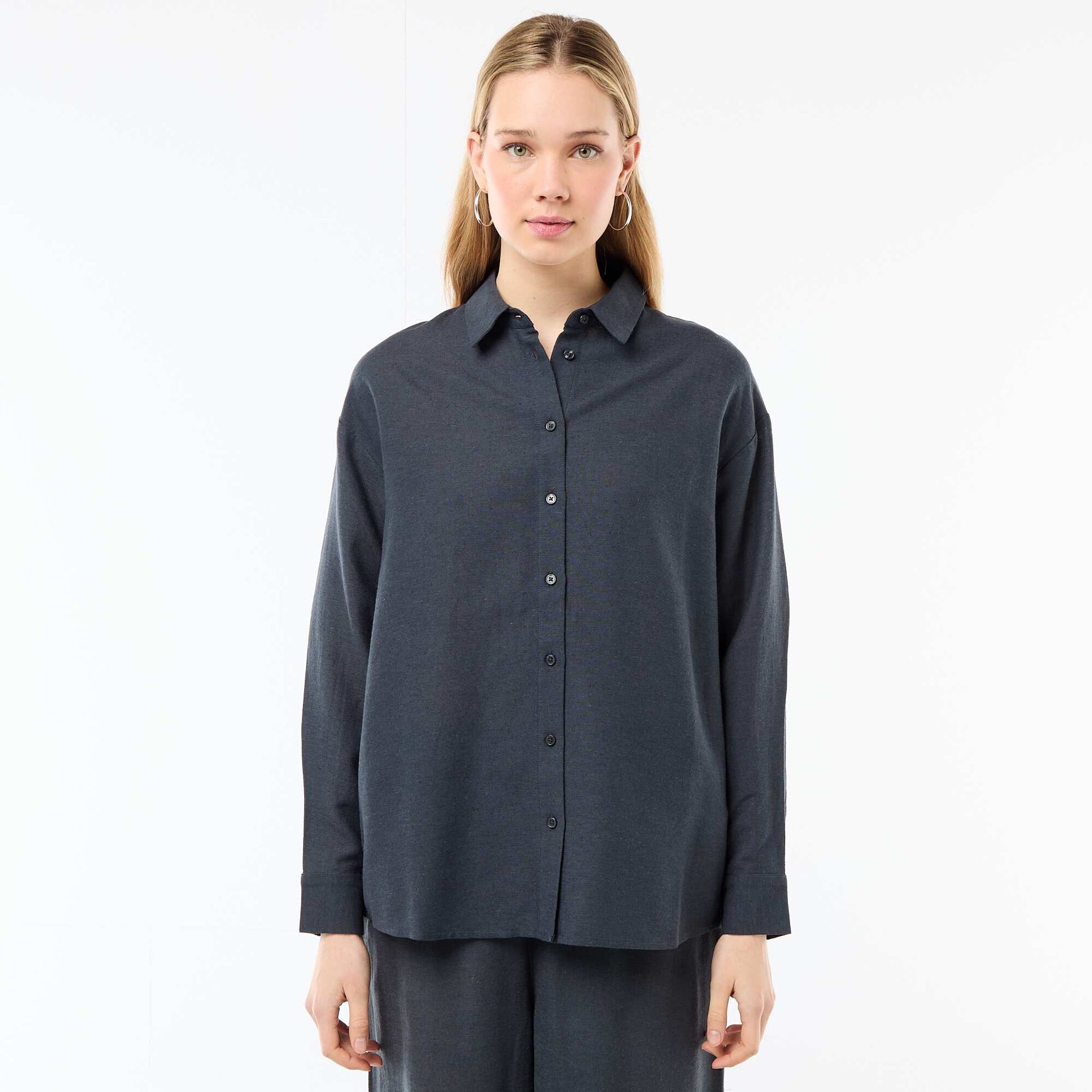 Linen Blend Shirt BLUE