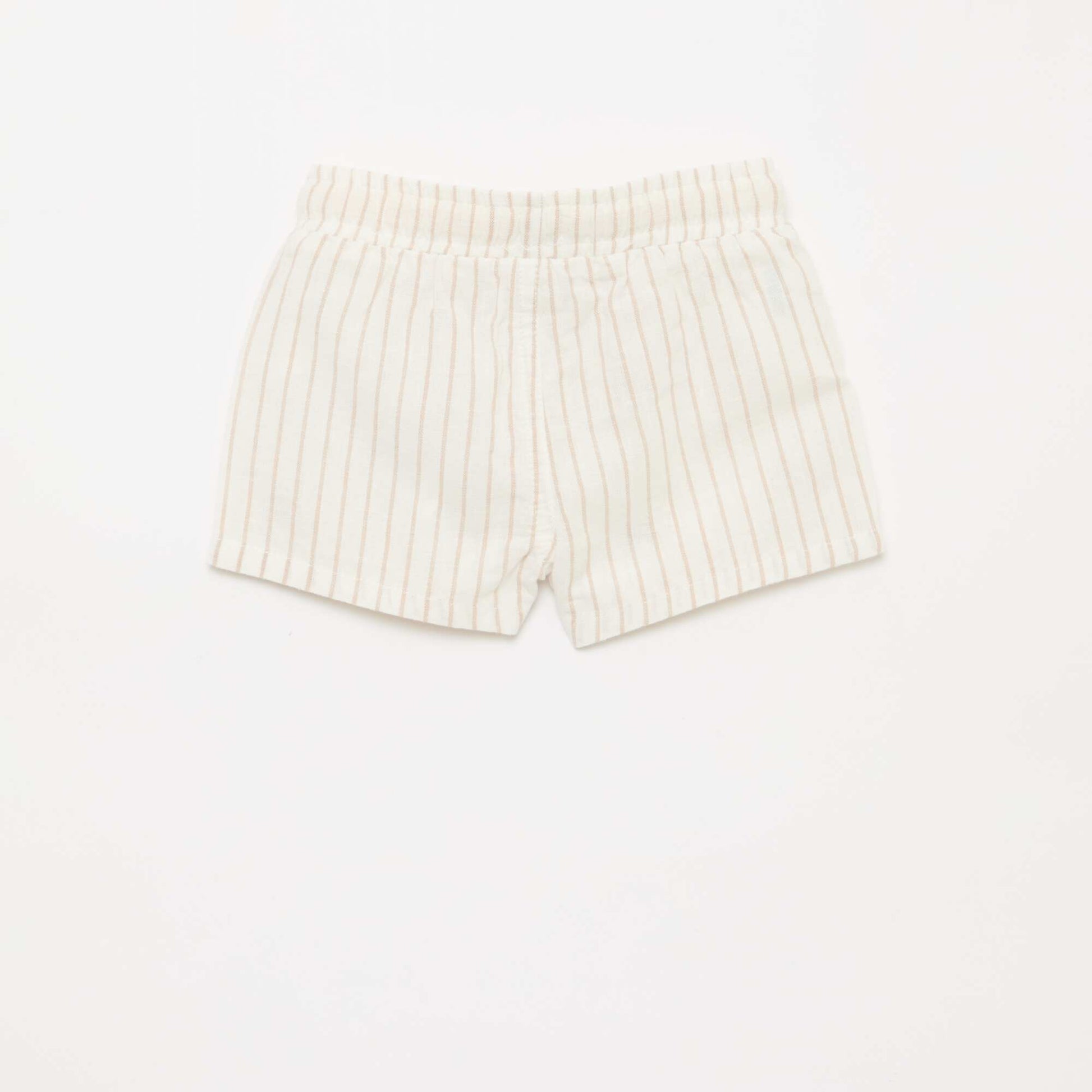 Striped Linen-Blend Shorts BEIGE