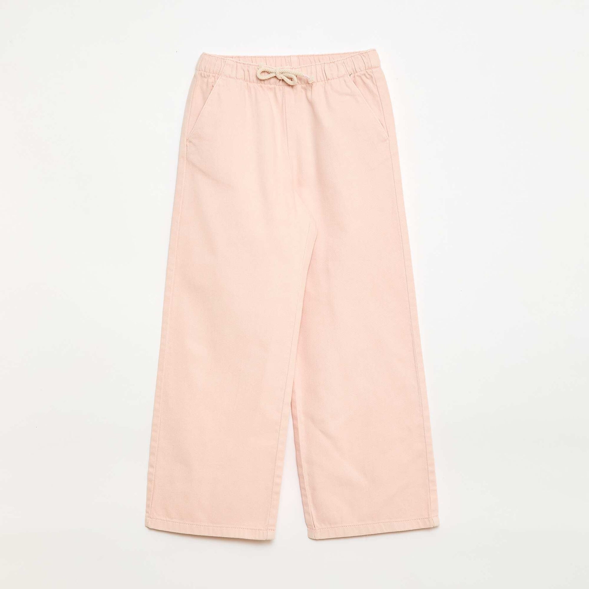 Twill Trousers with Drawstring Waist PINK