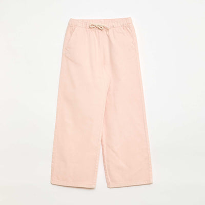 Twill Trousers with Drawstring Waist PINK