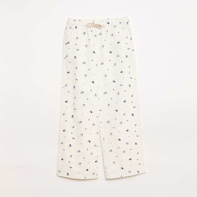 Twill Trousers with Drawstring Waist WHITE