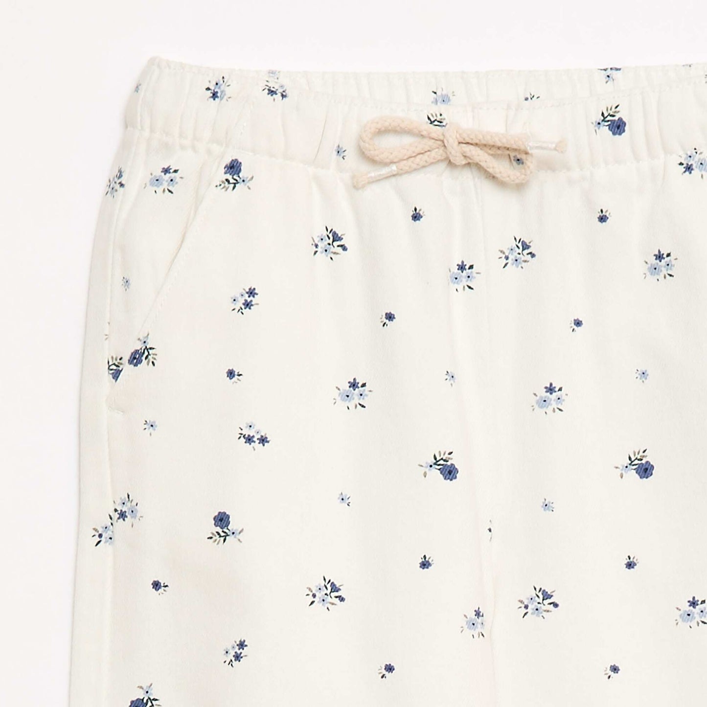 Twill Trousers with Drawstring Waist WHITE