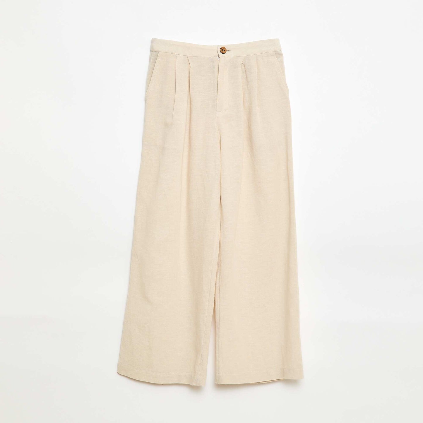 Wide-Leg Linen-Blend Trousers WHITE
