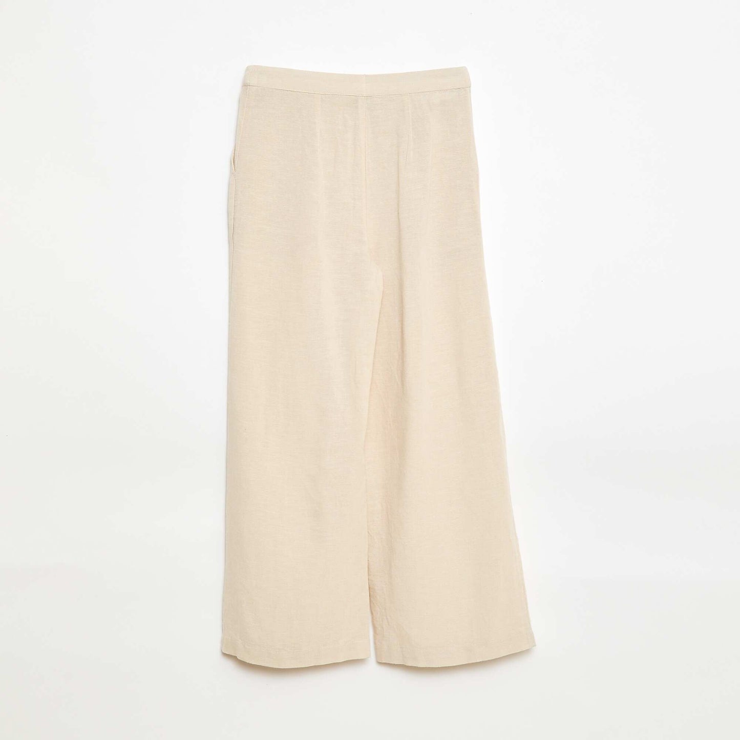 Wide-Leg Linen-Blend Trousers WHITE