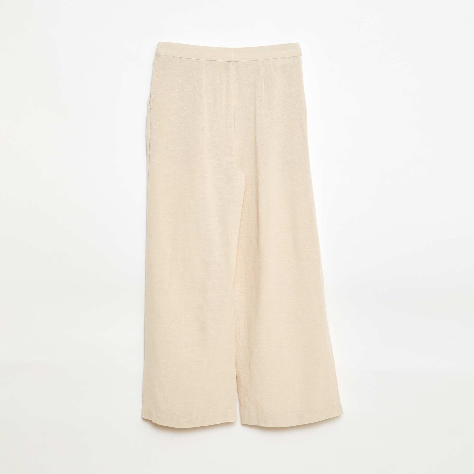 Wide-Leg Linen-Blend Trousers WHITE