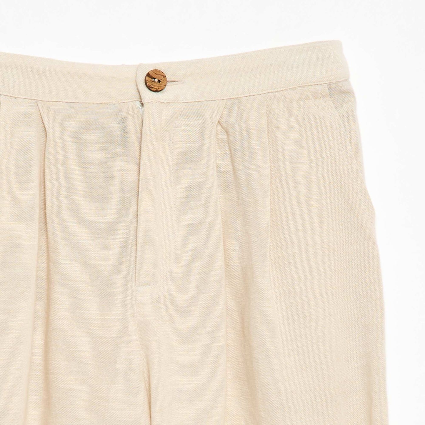 Wide-Leg Linen-Blend Trousers WHITE