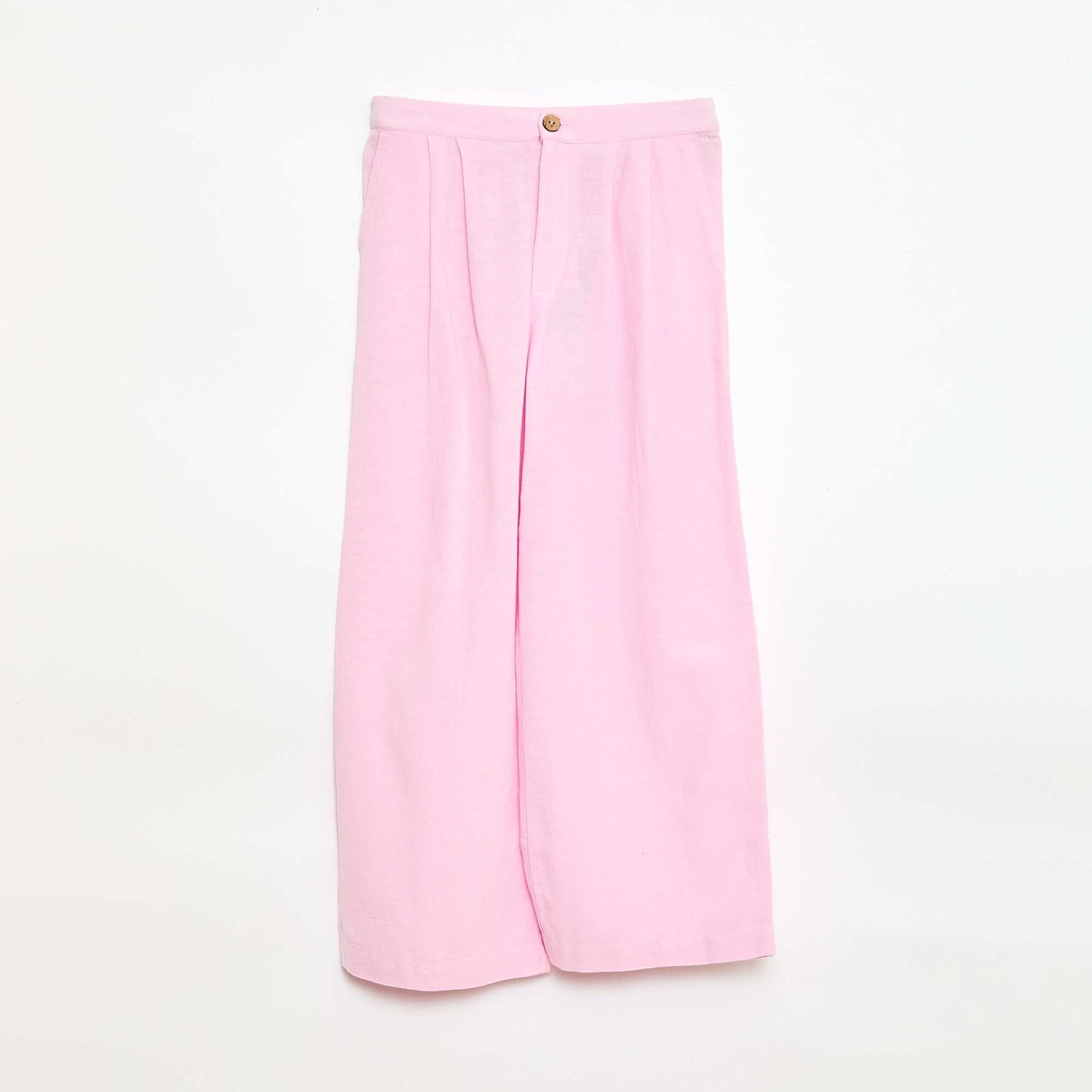 Wide-Leg Linen-Blend Trousers PINK