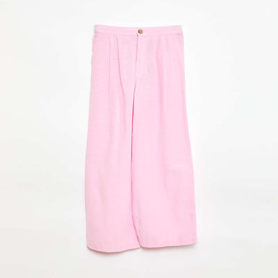 Wide-Leg Linen-Blend Trousers PINK