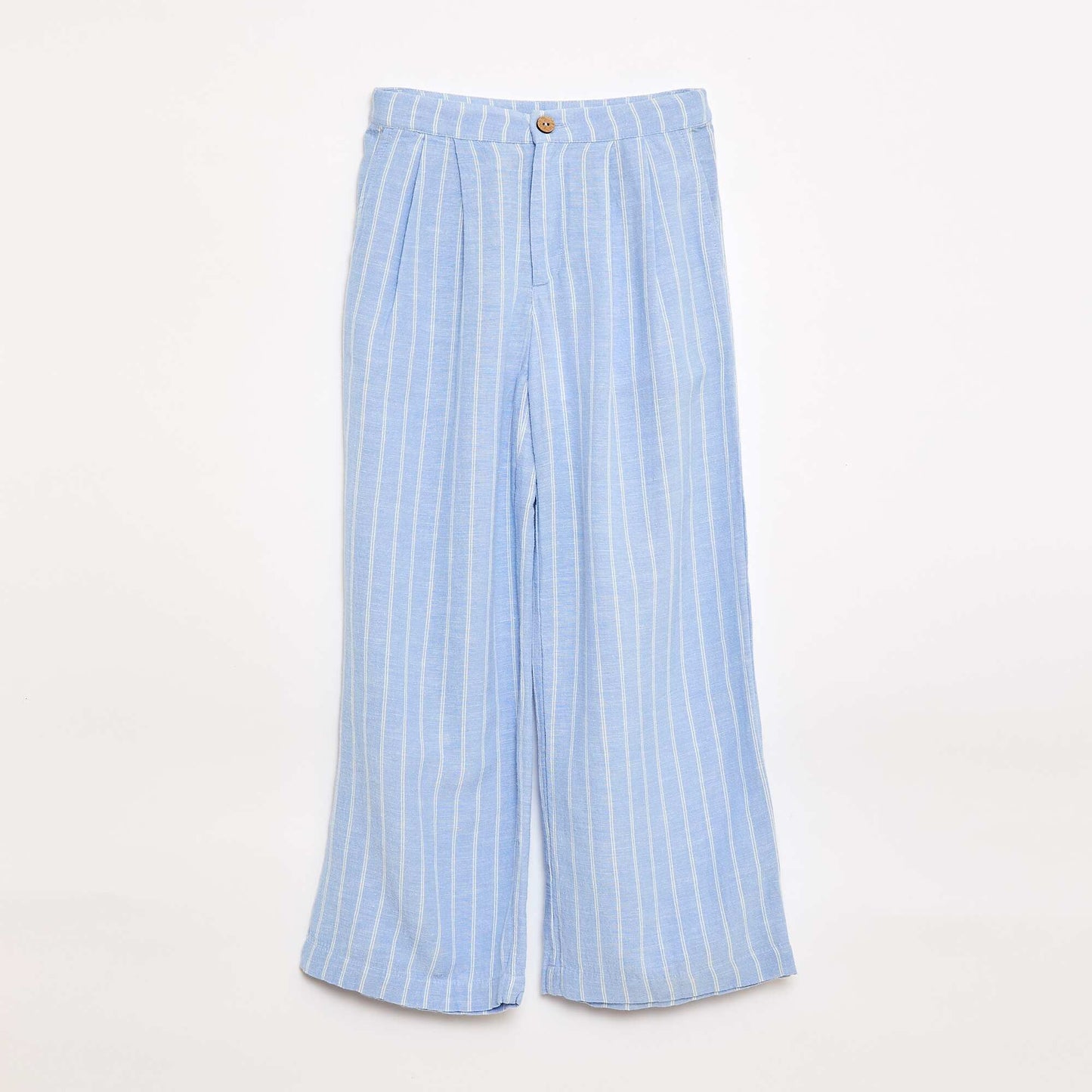 Wide-Leg Linen-Blend Trousers BLUE