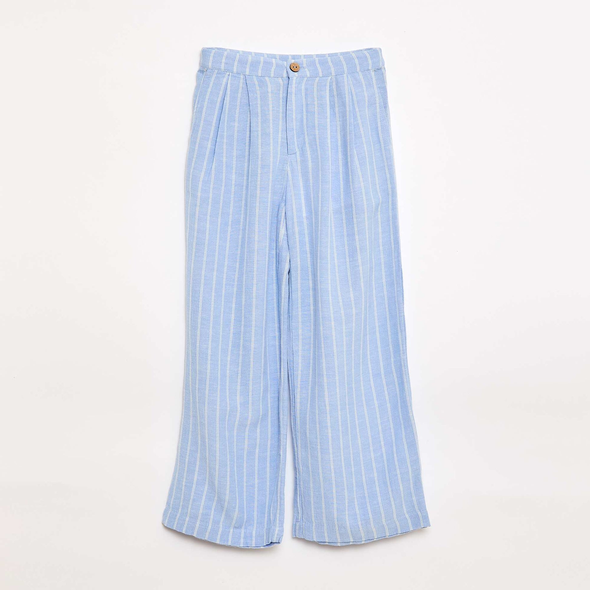 Wide-Leg Linen-Blend Trousers BLUE