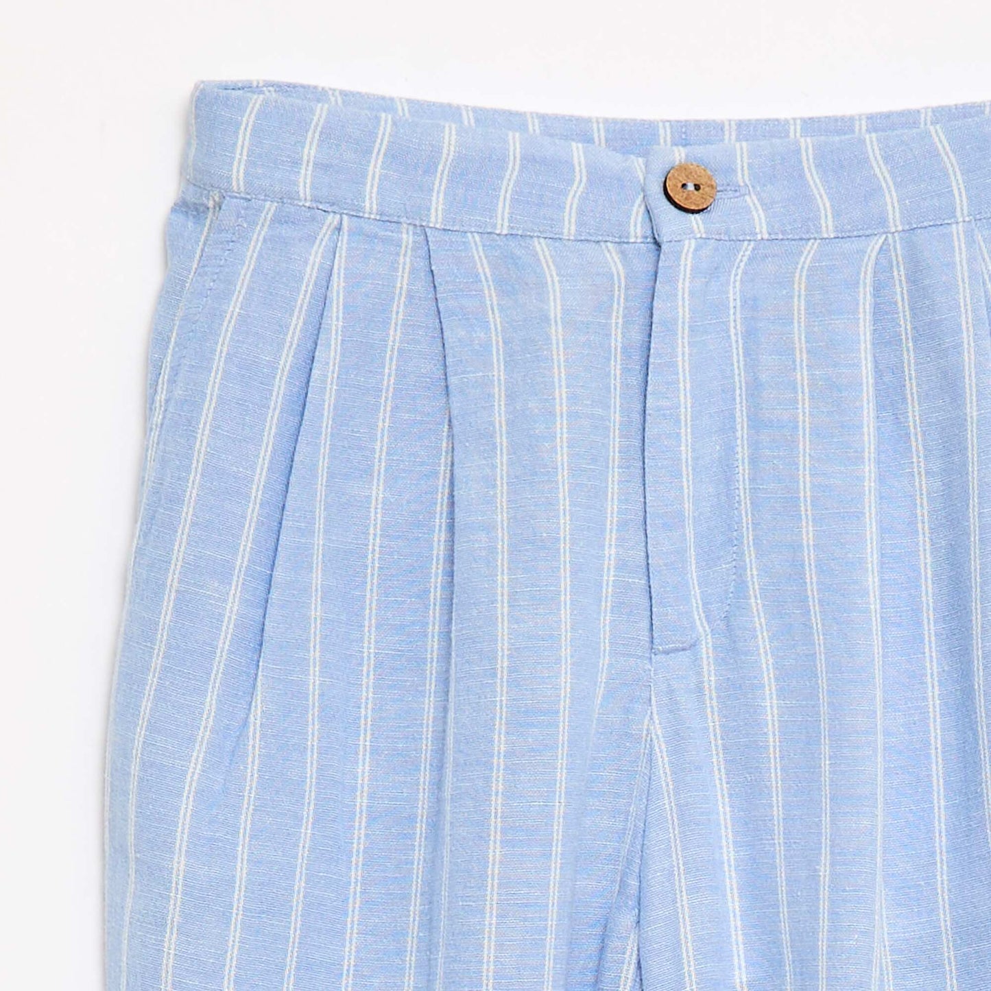 Wide-Leg Linen-Blend Trousers BLUE