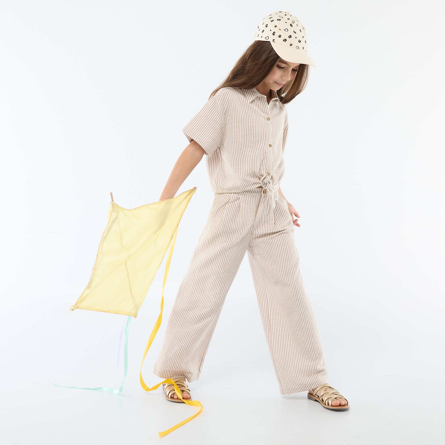 Wide-Leg Linen-Blend Trousers BEIGE