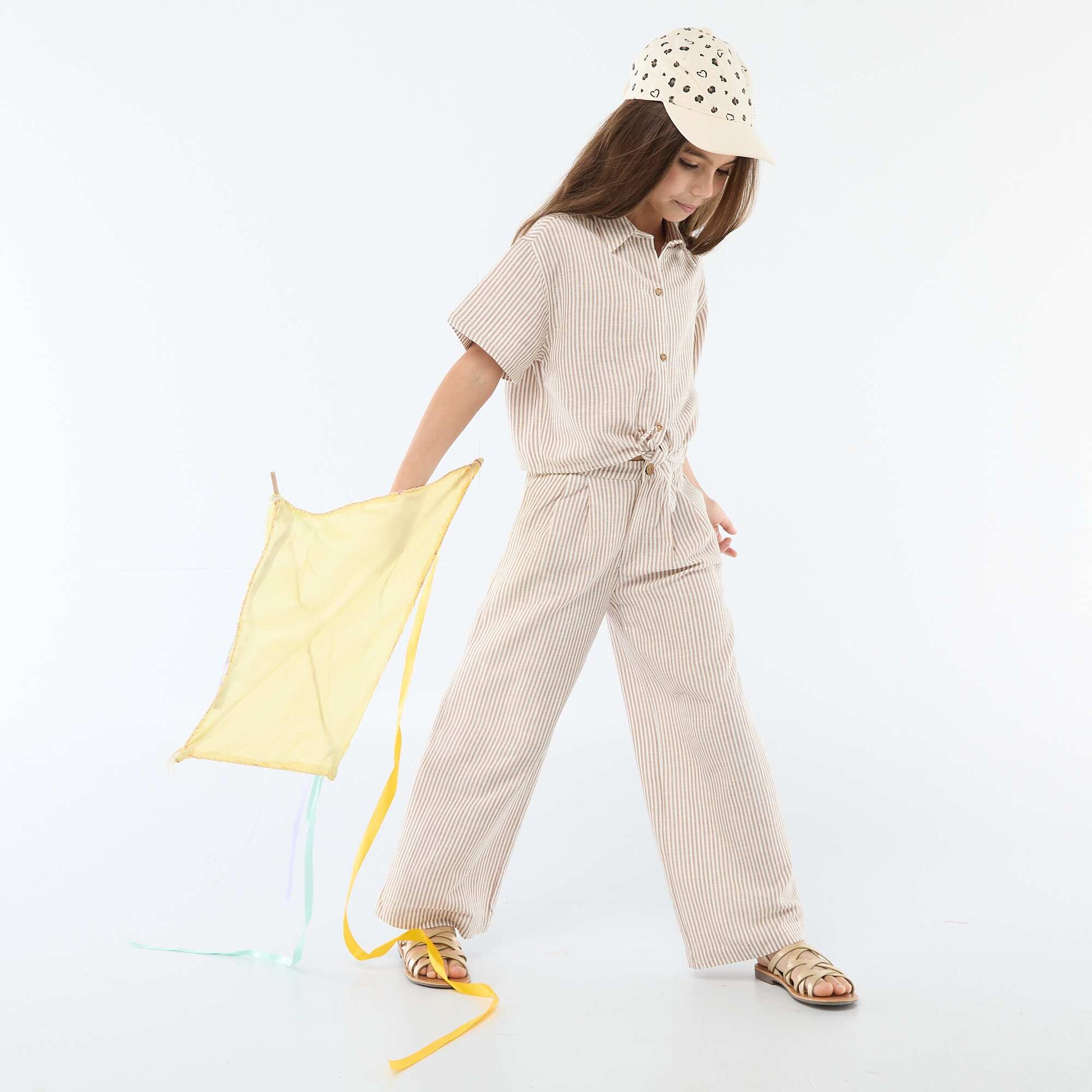 Wide-Leg Linen-Blend Trousers BEIGE