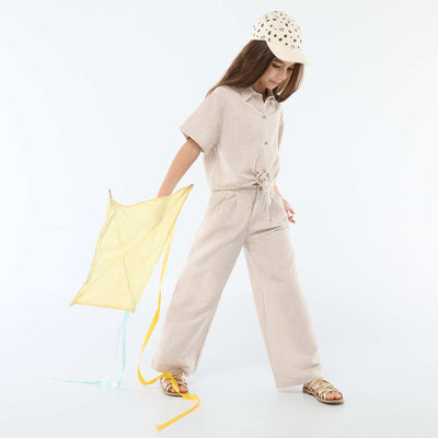Wide-Leg Linen-Blend Trousers BEIGE