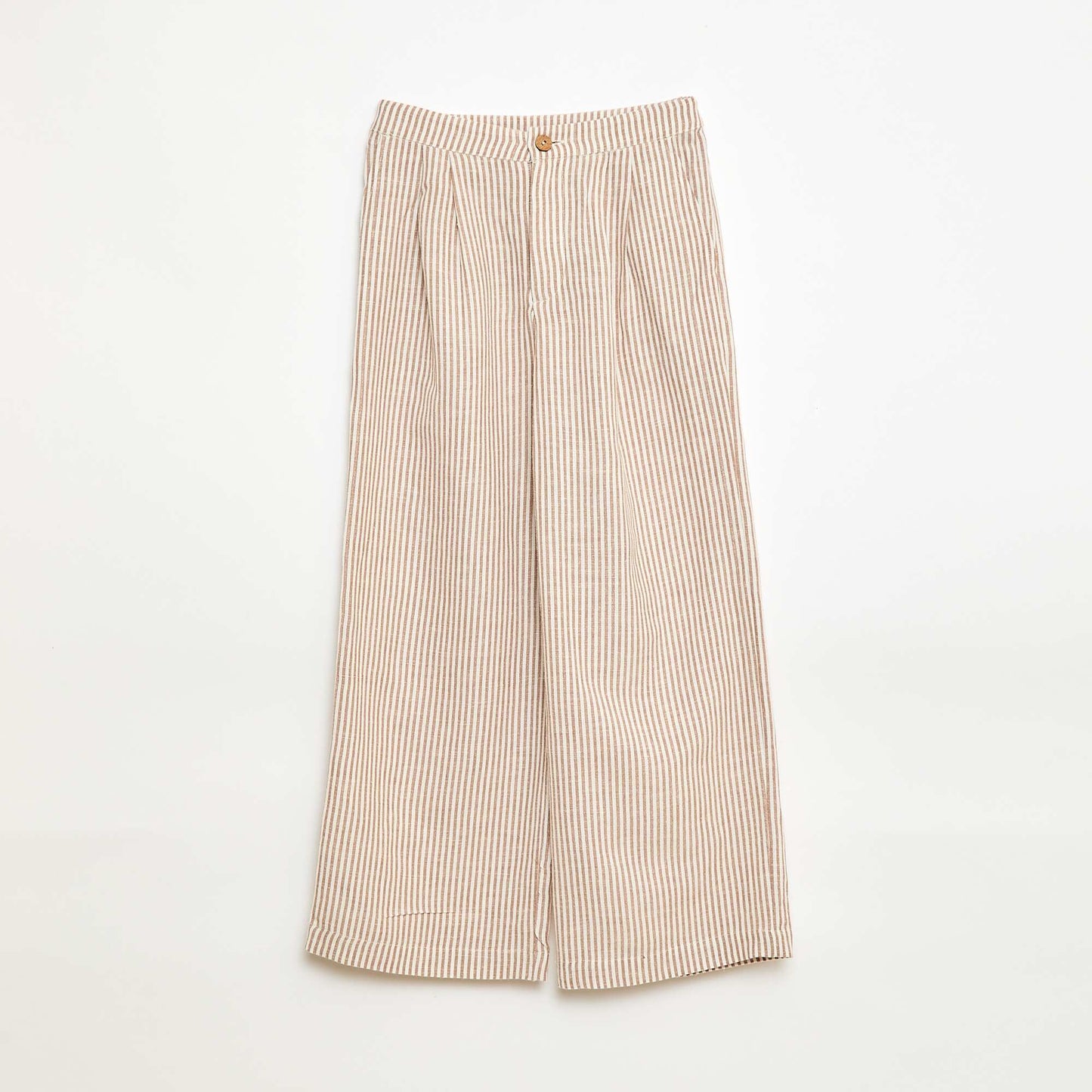 Wide-Leg Linen-Blend Trousers BEIGE