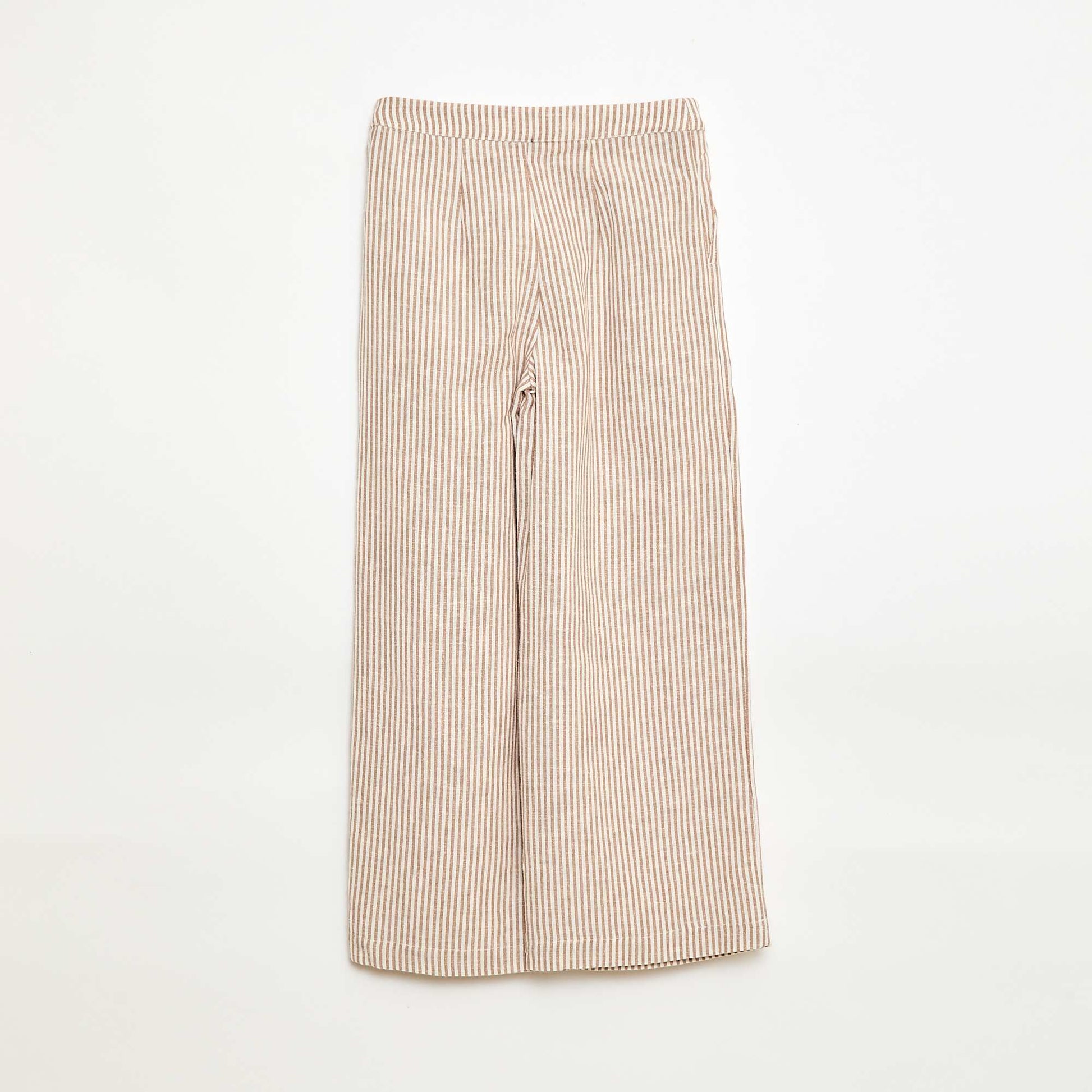 Wide-Leg Linen-Blend Trousers BEIGE