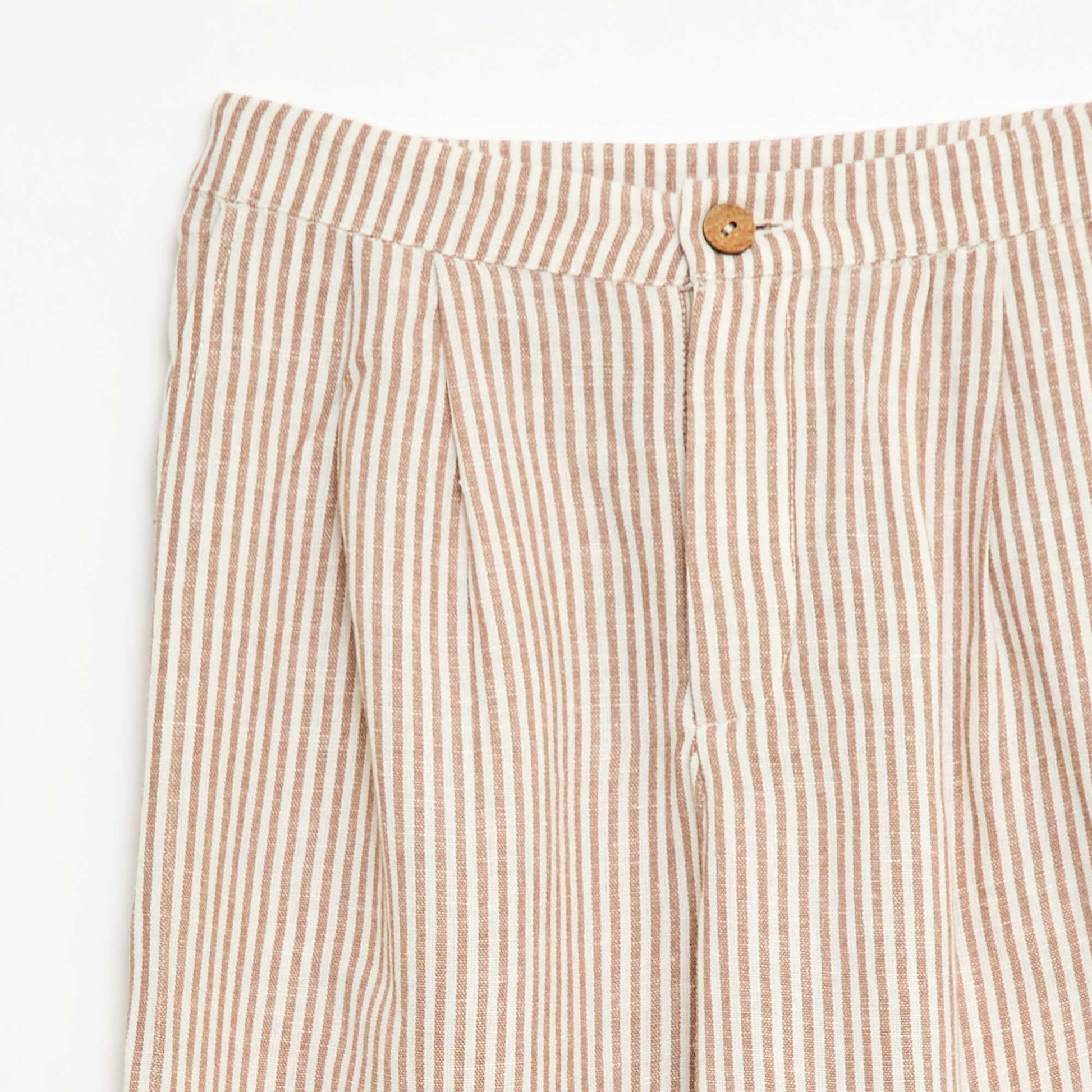 Wide-Leg Linen-Blend Trousers BEIGE