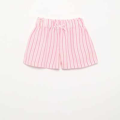 Solid shorts with decorative bow PINK