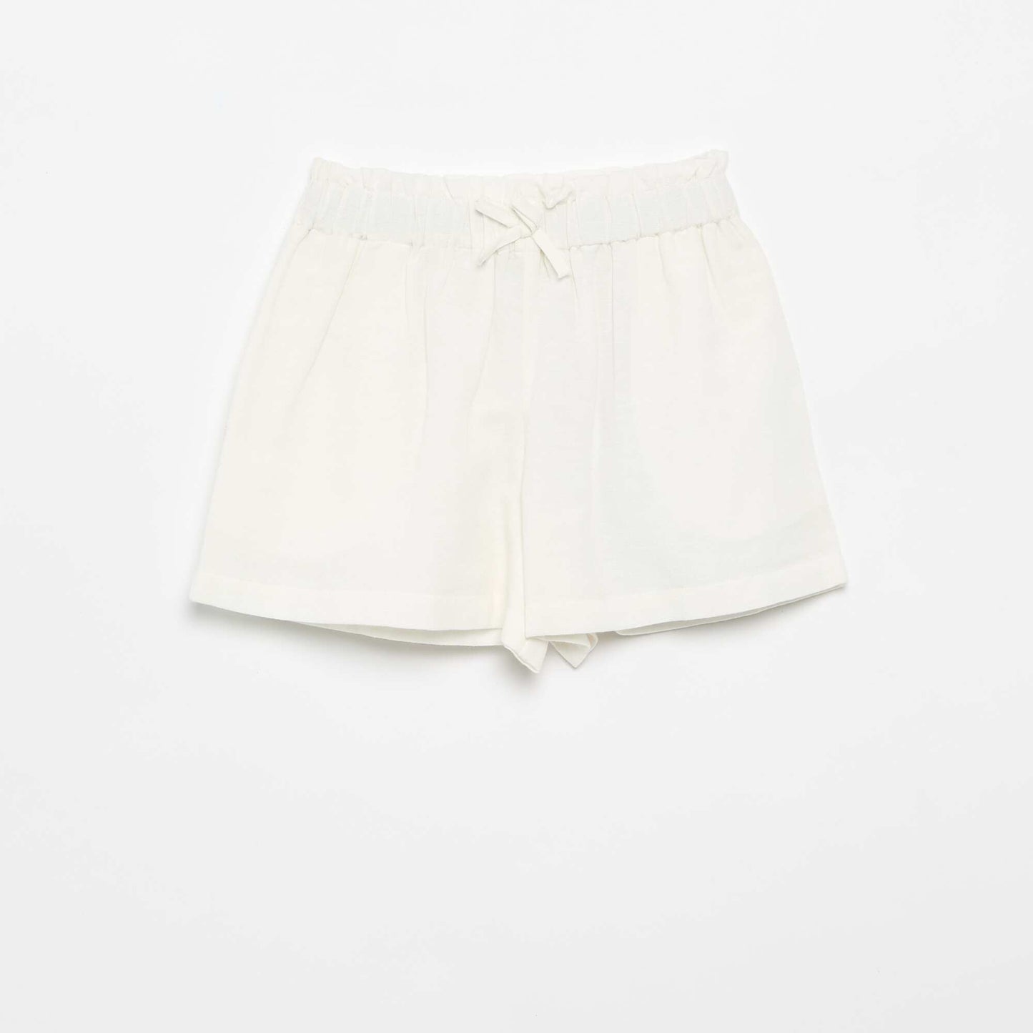 Solid shorts with decorative bow WHITE