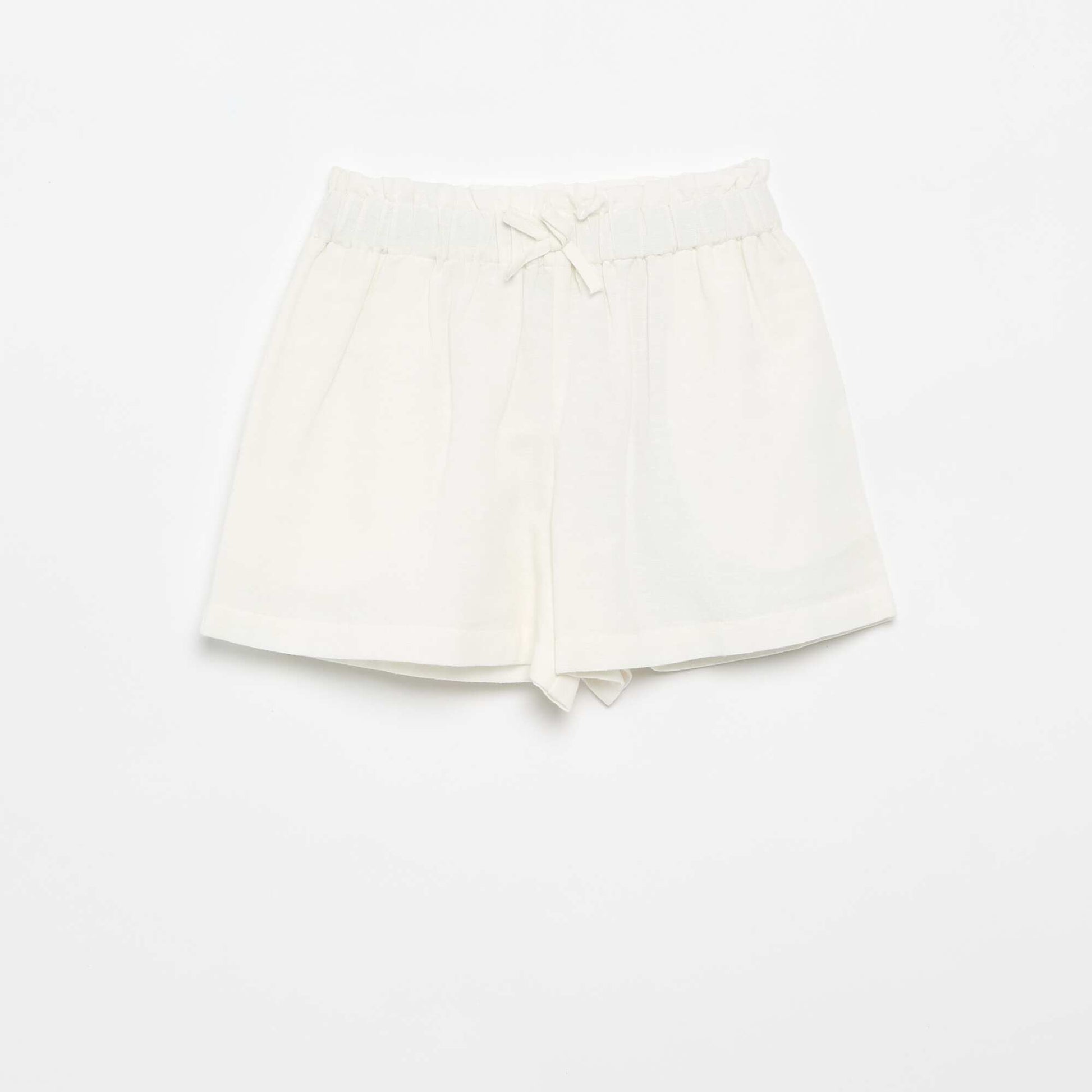 Solid shorts with decorative bow WHITE