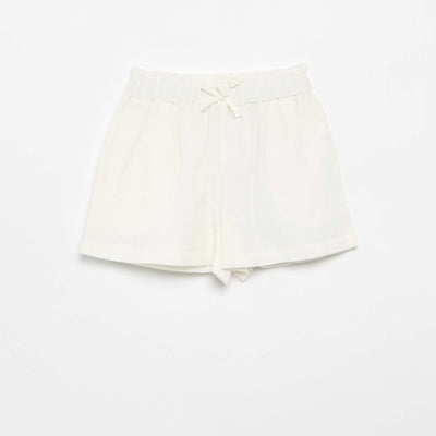 Solid shorts with decorative bow WHITE