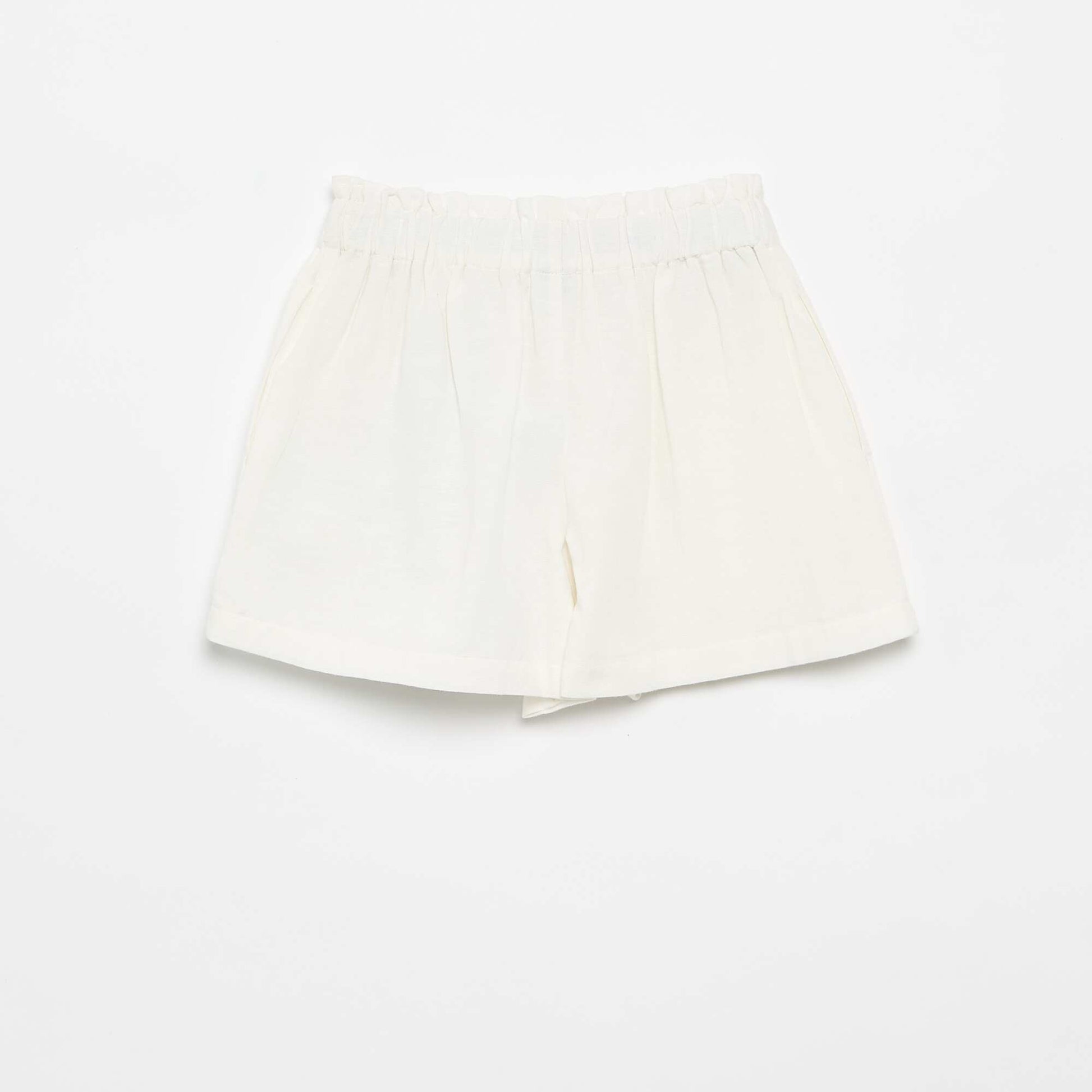 Solid shorts with decorative bow WHITE