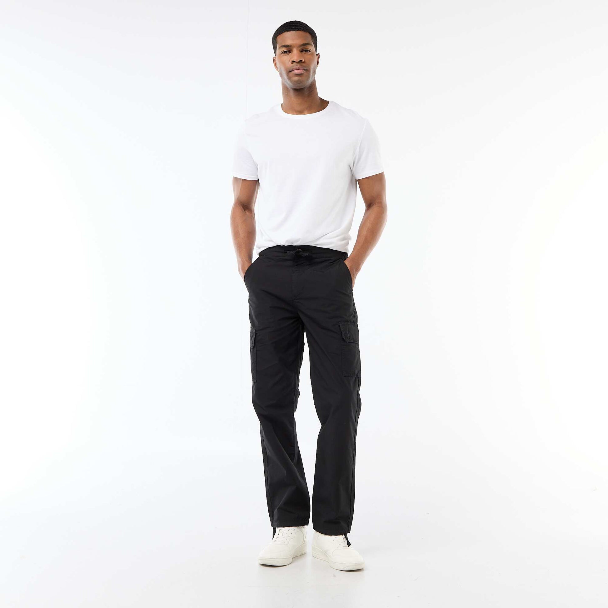 Regular Fit Multi-Pocket Trousers BLACK