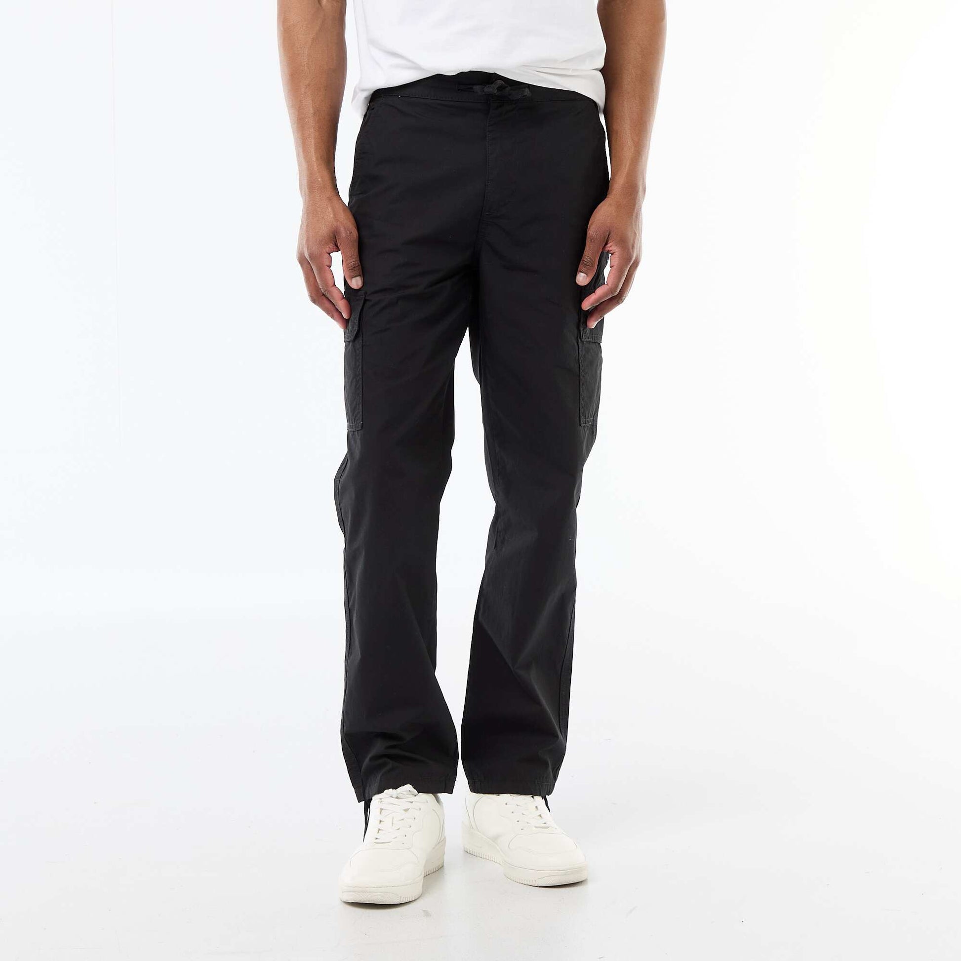 Regular Fit Multi-Pocket Trousers BLACK