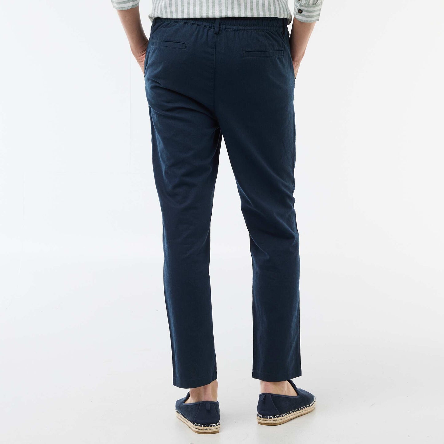 Regular Fit Linen-Blend Chino Trousers BLUE