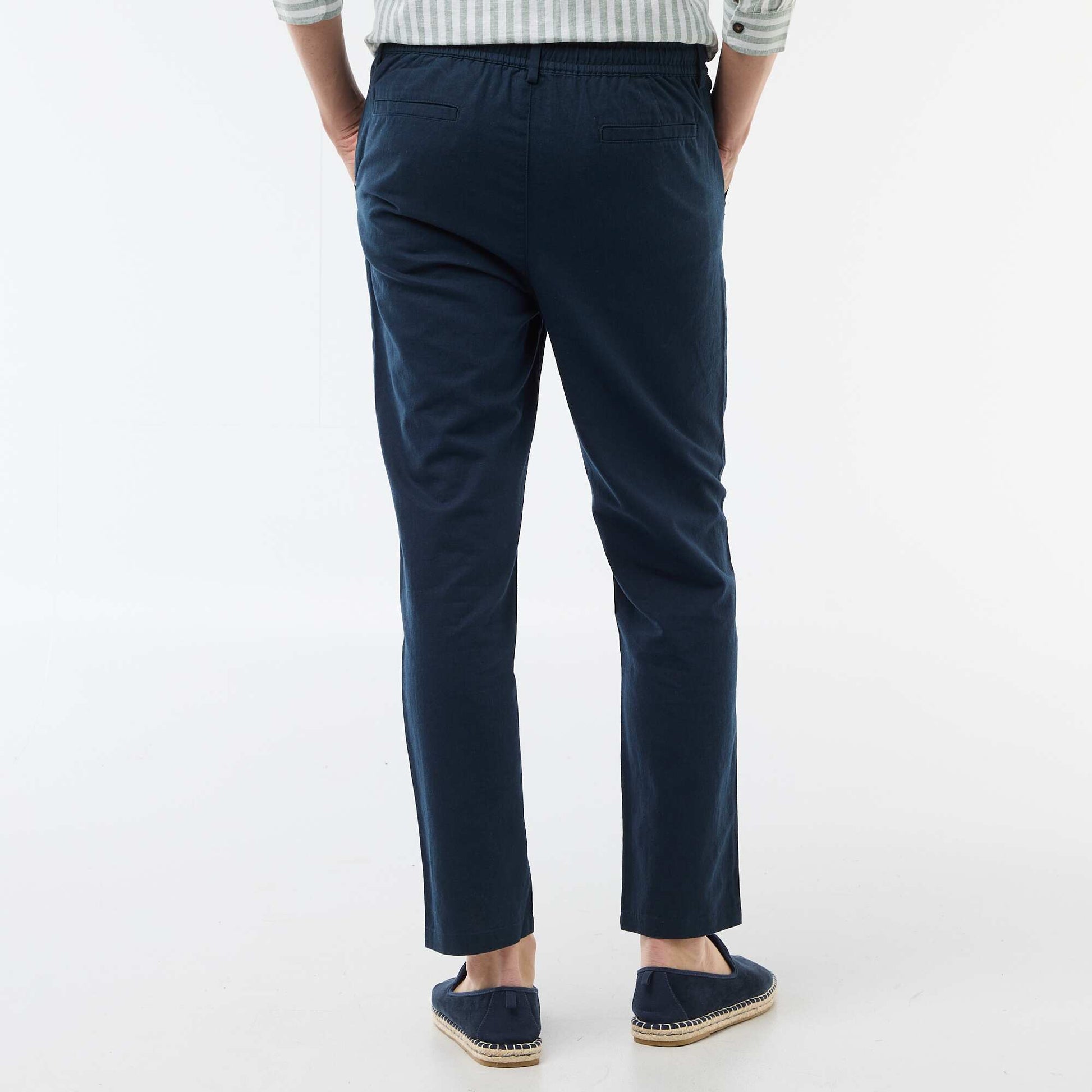 Regular Fit Linen-Blend Chino Trousers BLUE