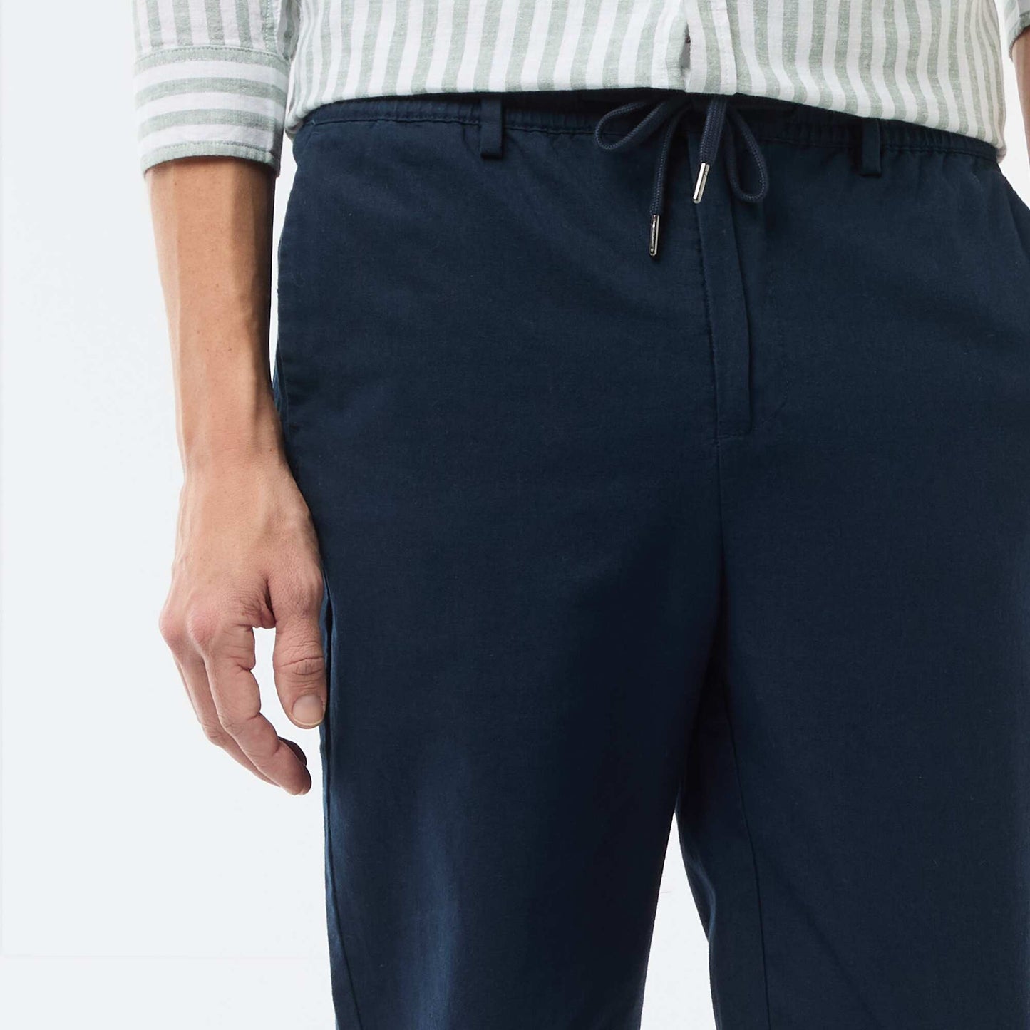 Regular Fit Linen-Blend Chino Trousers BLUE