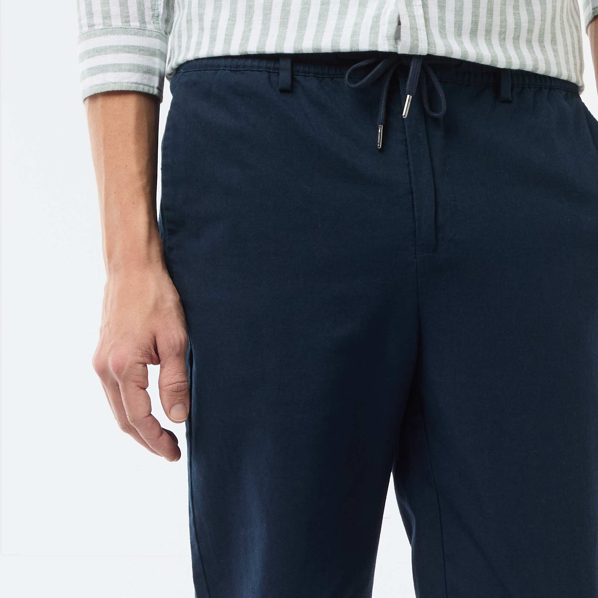 Regular Fit Linen-Blend Chino Trousers BLUE