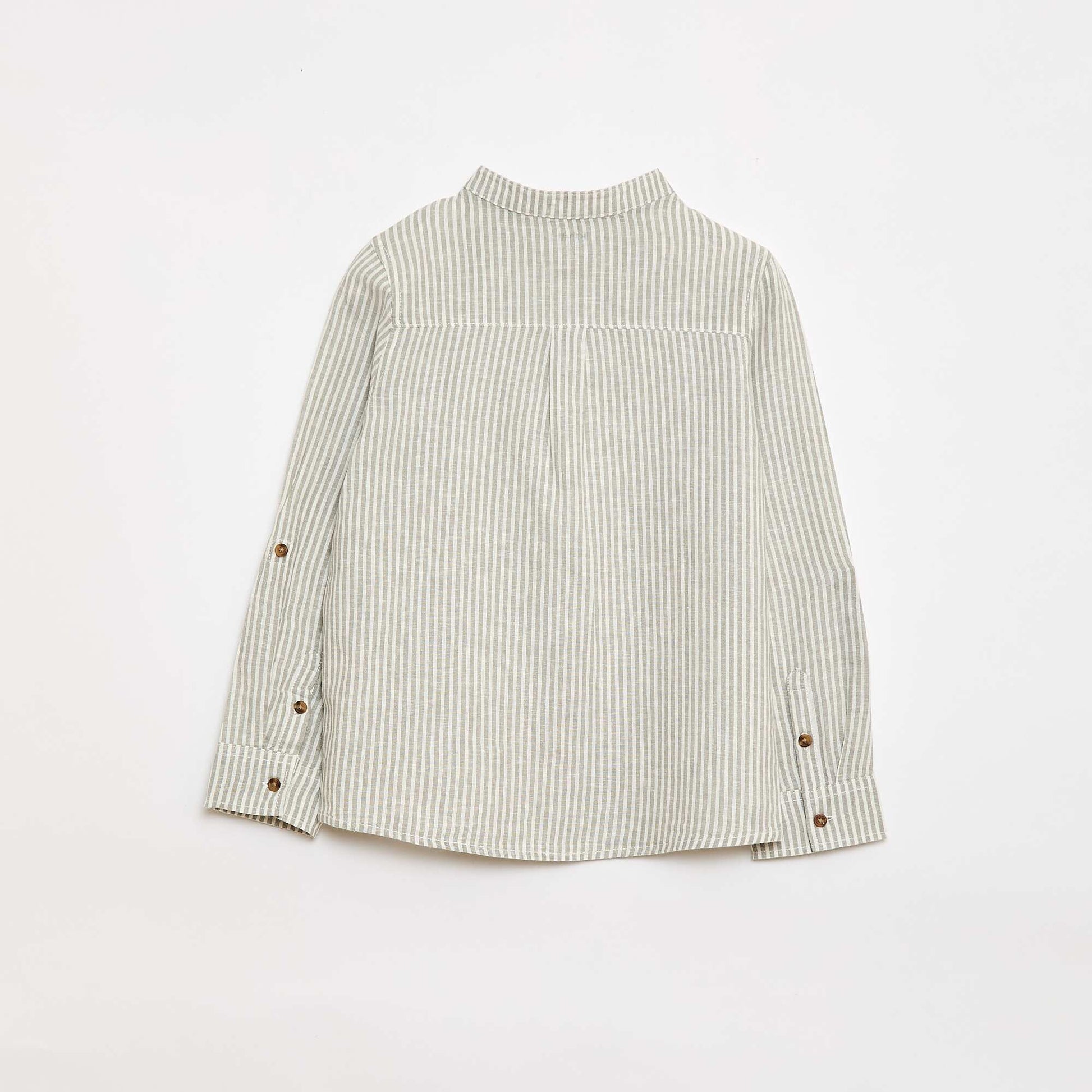 Striped Shirt with Roll-Up Sleeves KHAKI
