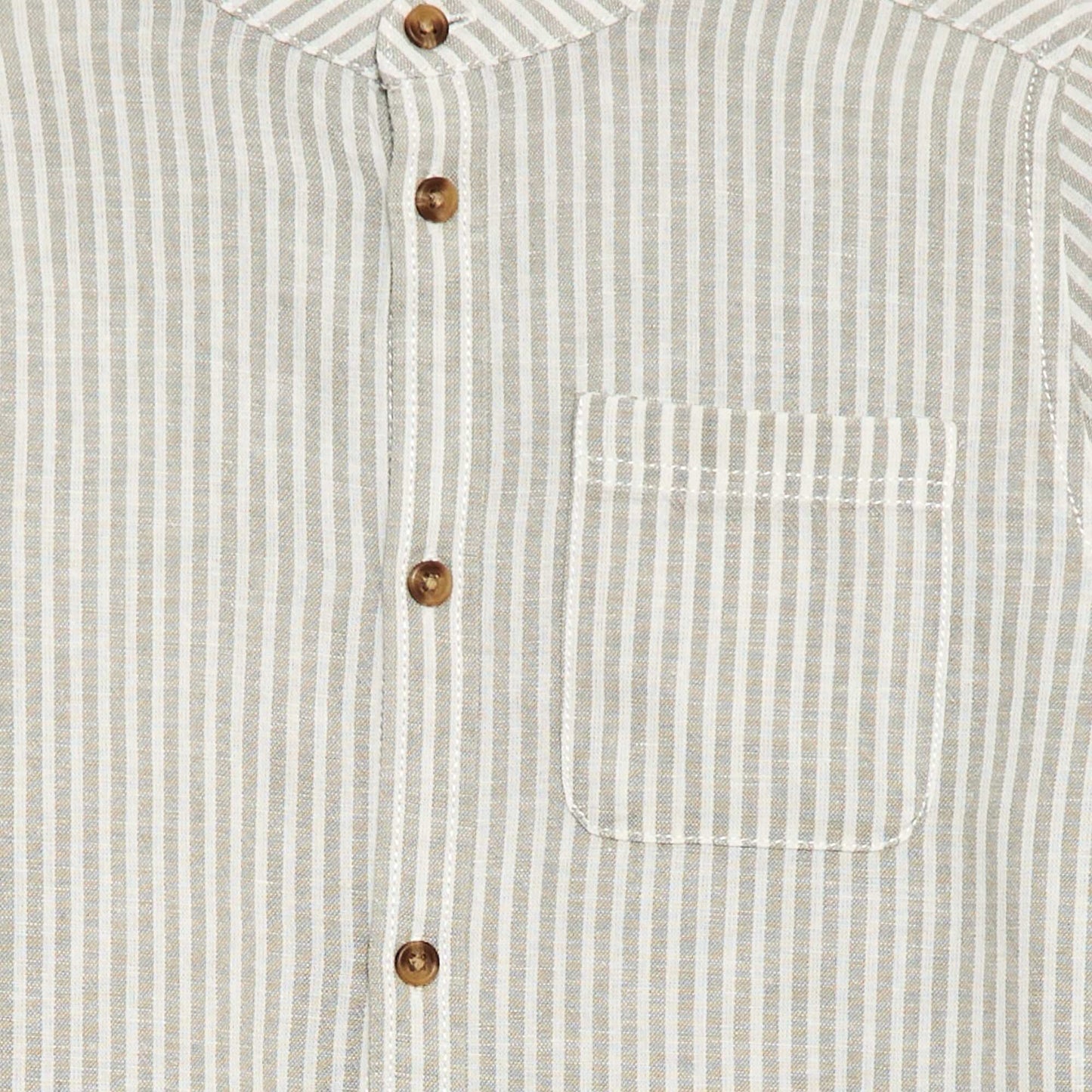 Striped Shirt with Roll-Up Sleeves KHAKI