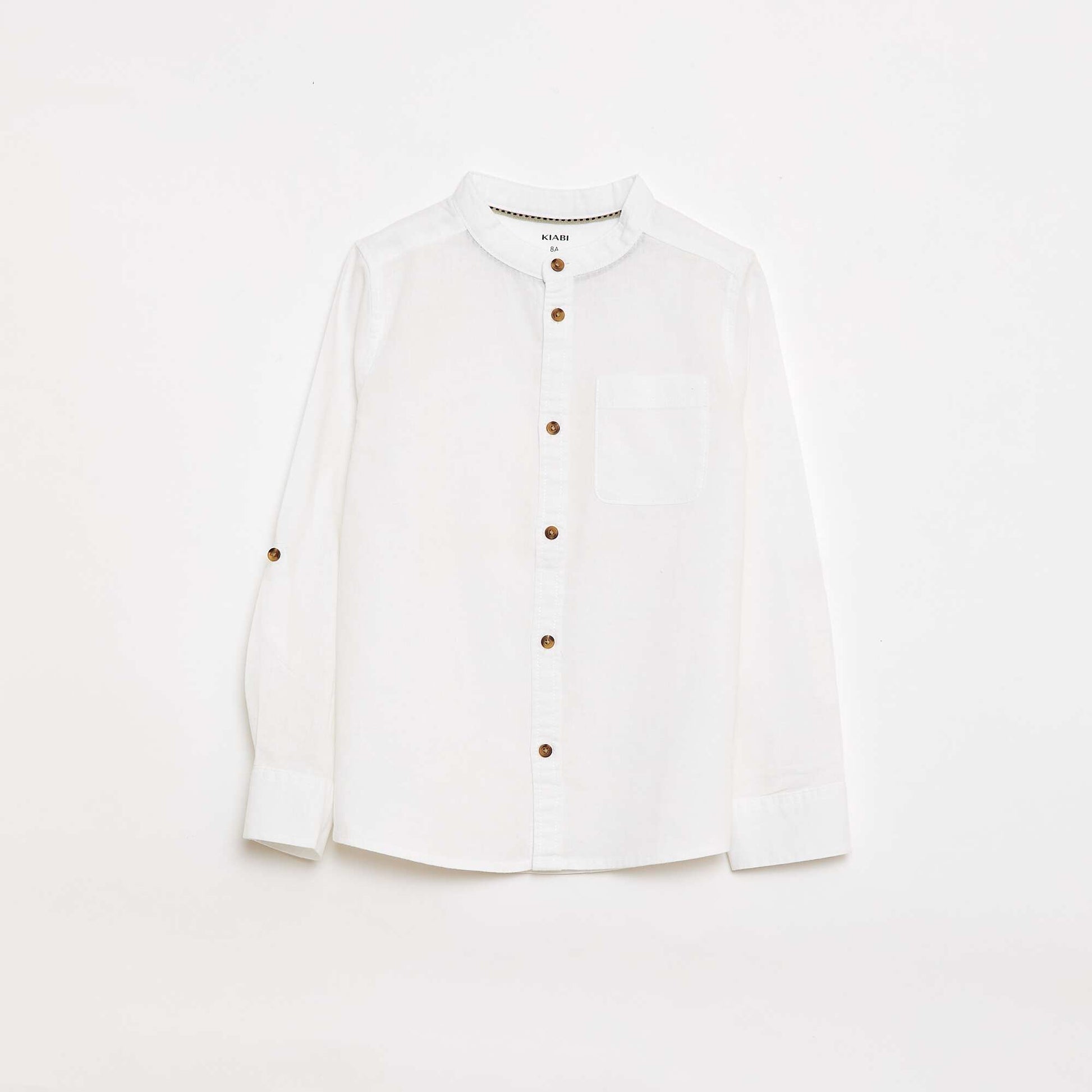Striped Shirt with Roll-Up Sleeves WHITE