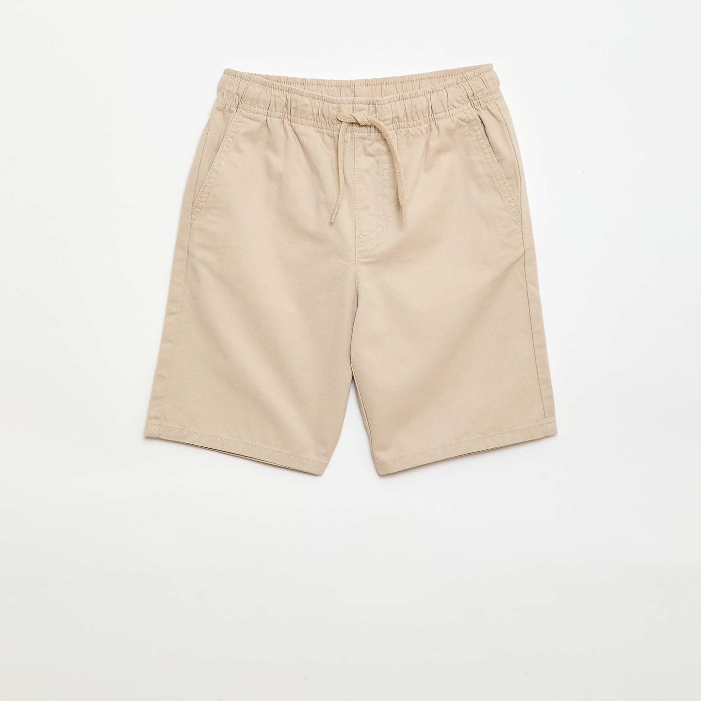 Plain Chino Bermuda Shorts with Drawstrings BEIGE