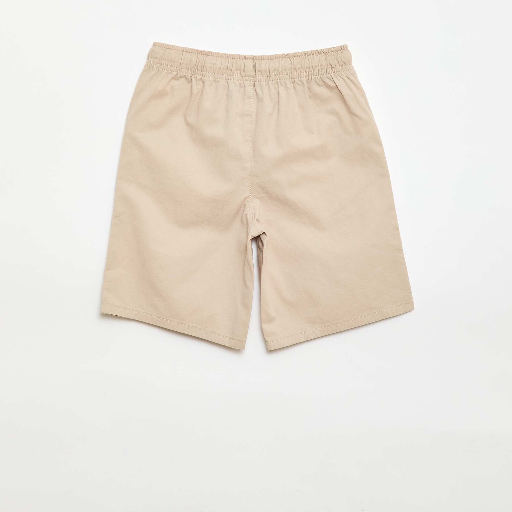 Plain Chino Bermuda Shorts with Drawstrings BEIGE