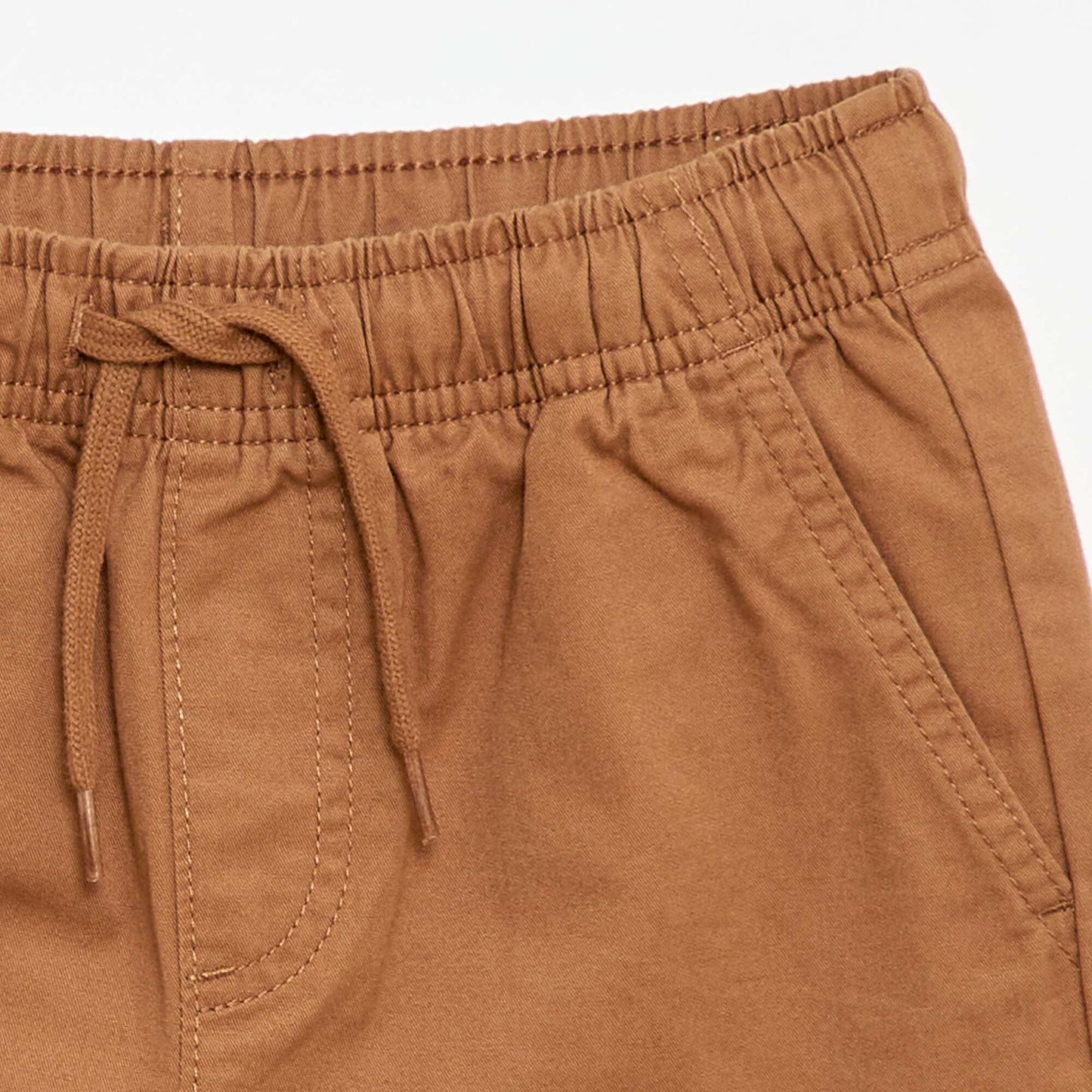 Plain Chino Bermuda Shorts with Drawstrings BEIGE