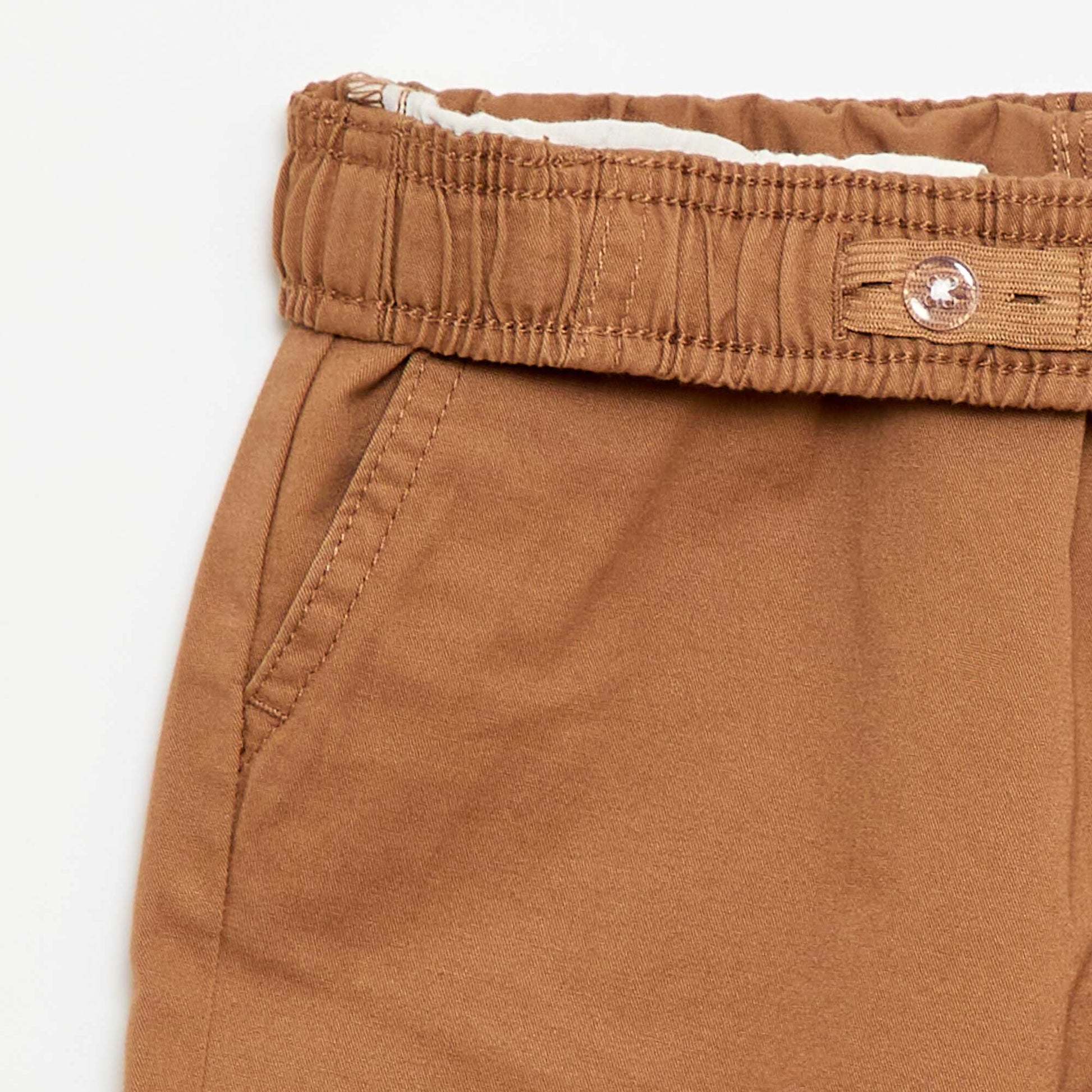 Plain Chino Bermuda Shorts with Drawstrings BEIGE