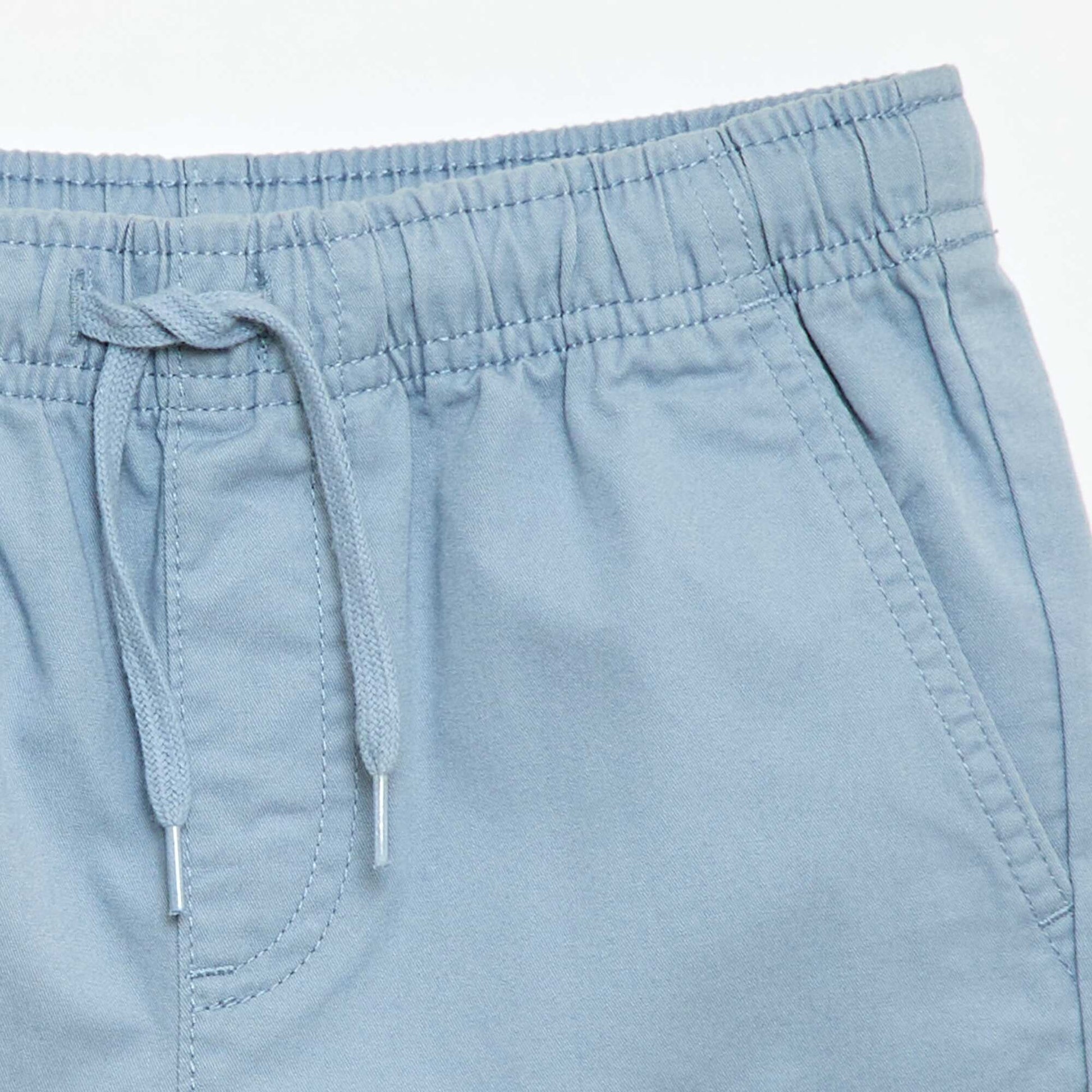Plain Chino Bermuda Shorts with Drawstrings BLUE