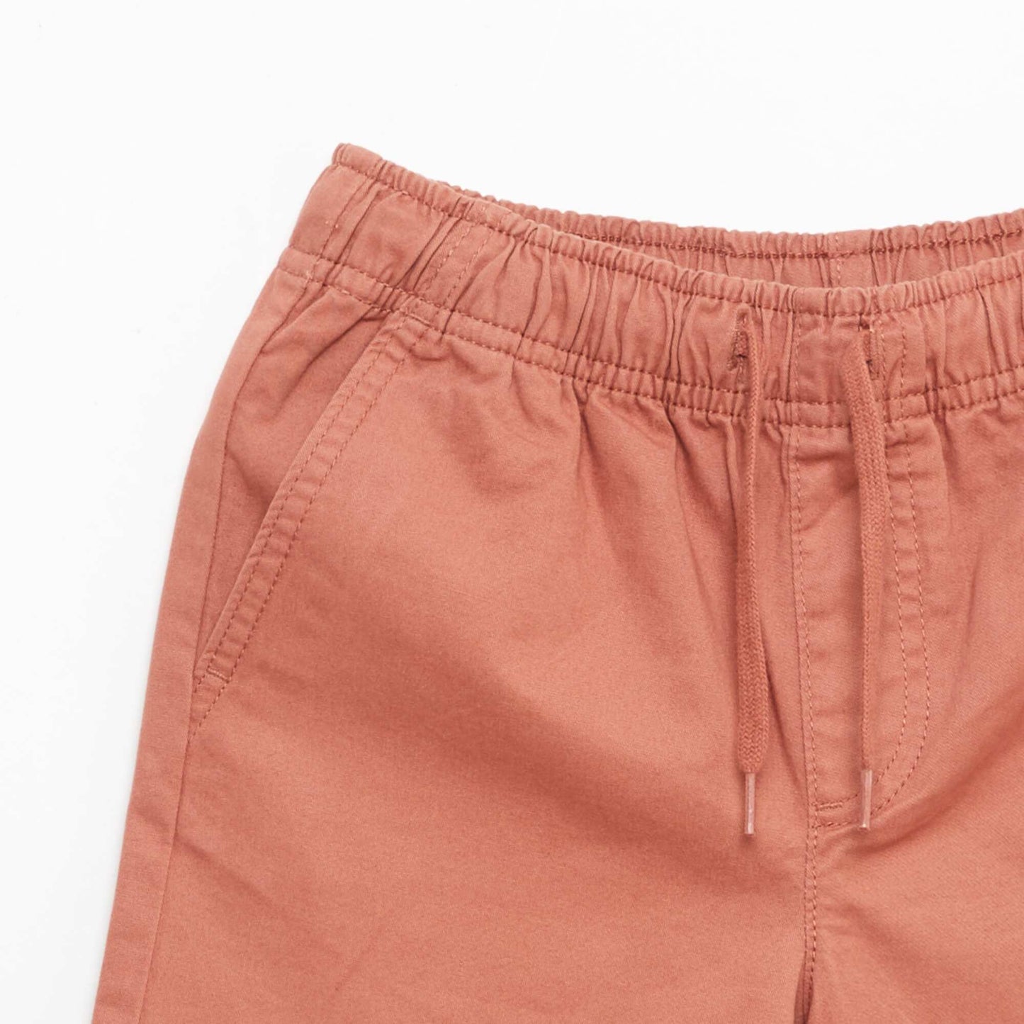 Plain Chino Bermuda Shorts with Drawstrings PINK