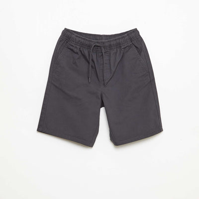 Plain Chino Bermuda Shorts with Drawstrings BLACK