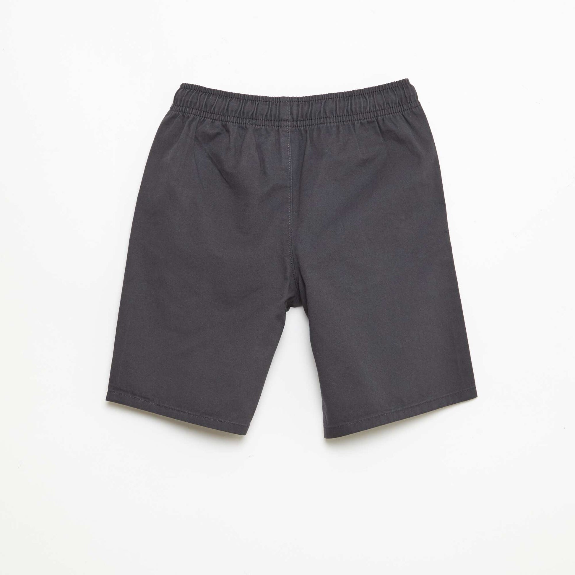 Plain Chino Bermuda Shorts with Drawstrings BLACK