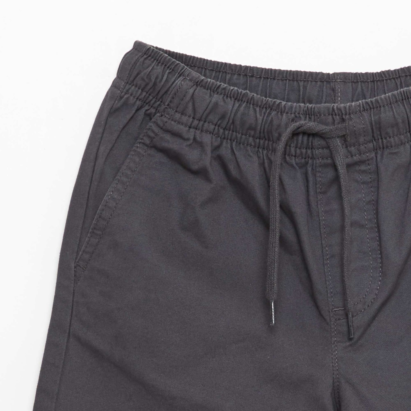 Plain Chino Bermuda Shorts with Drawstrings BLACK