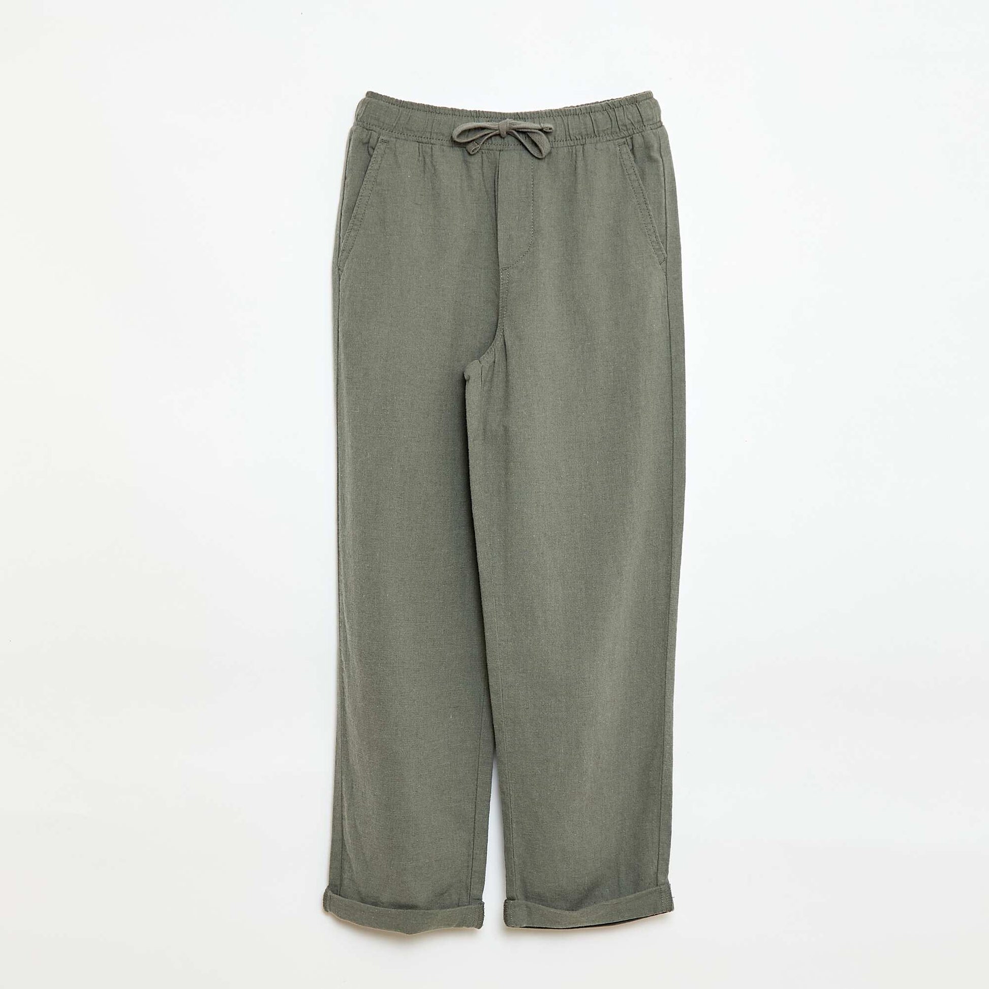 Linen-Blend Joggers GREEN