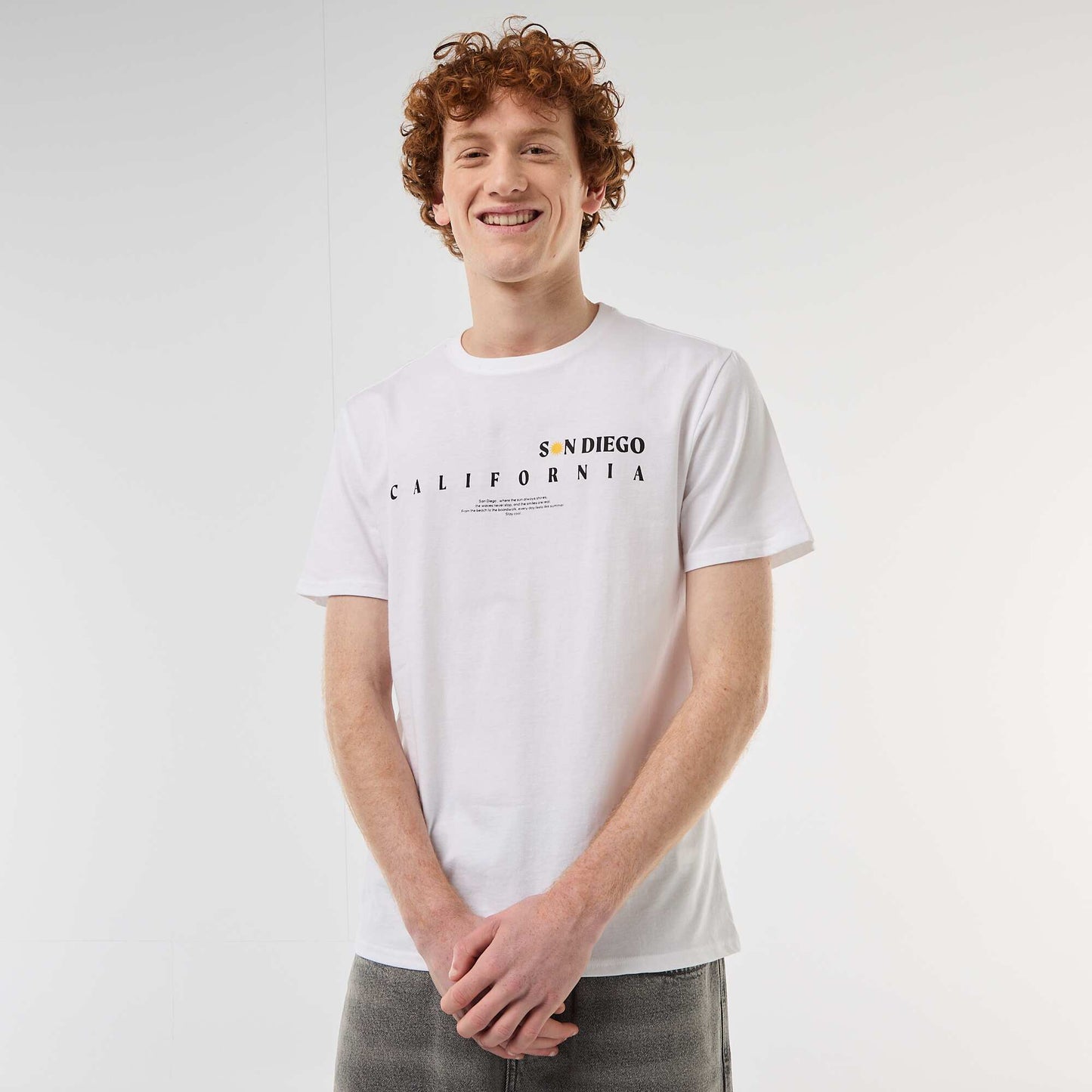Printed Cotton Crew Neck T-Shirt WHITE